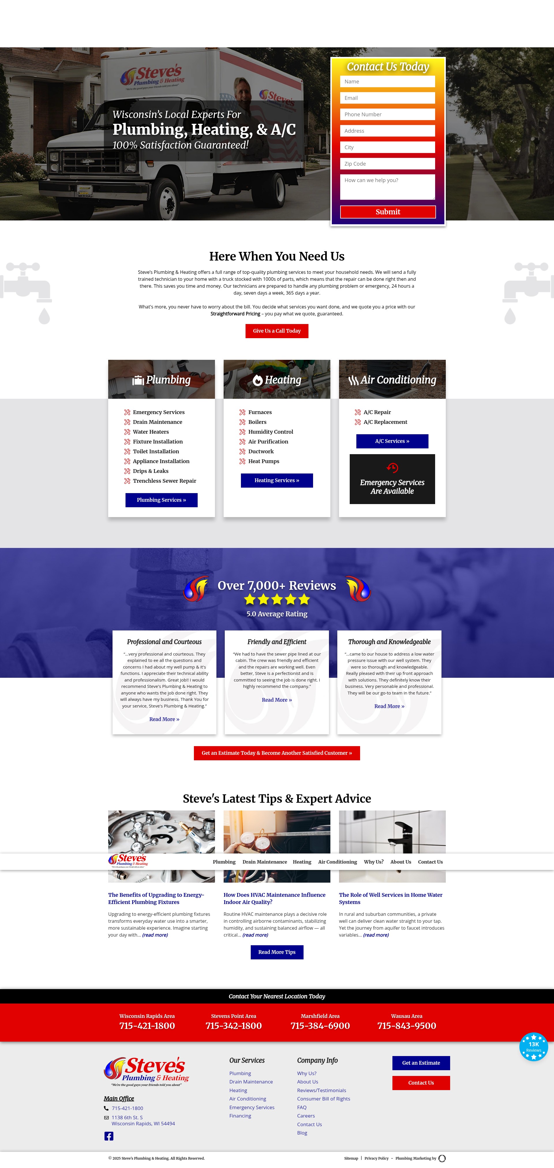 Screenshot of www.stevesplumbingandheating.com