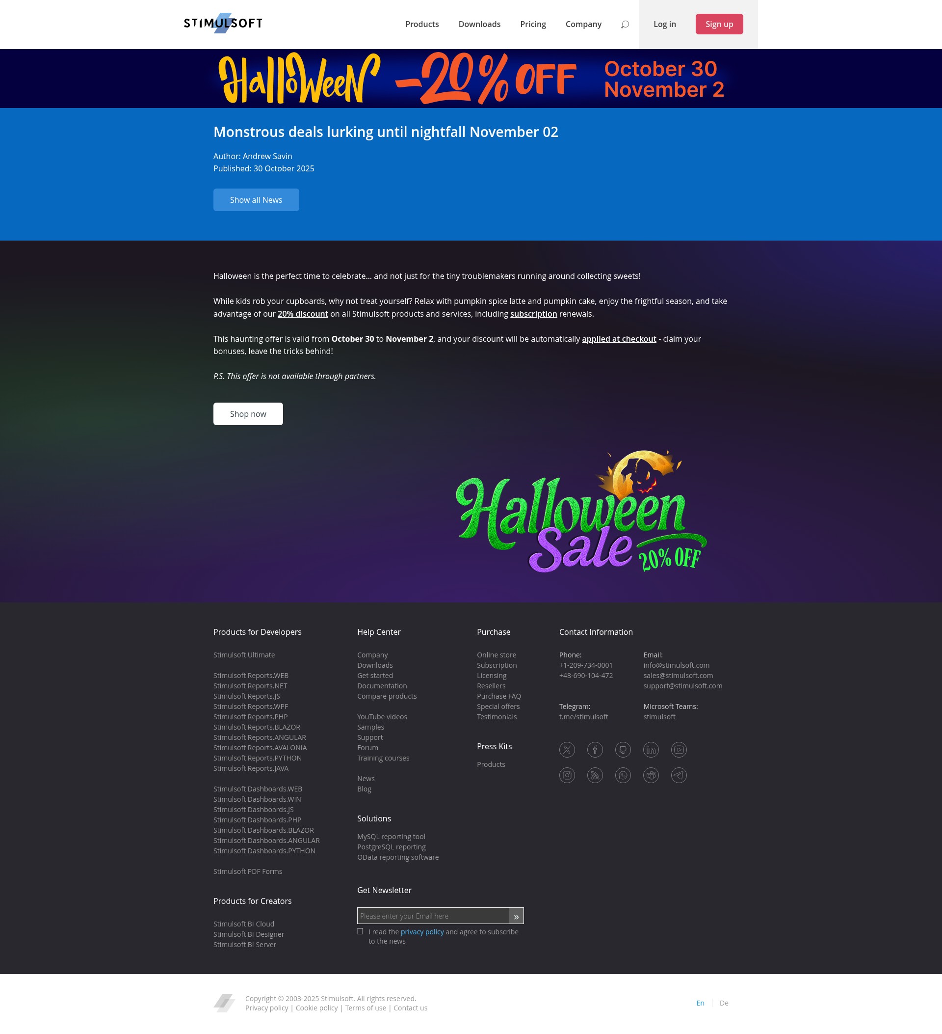 Screenshot of www.stimulsoft.com