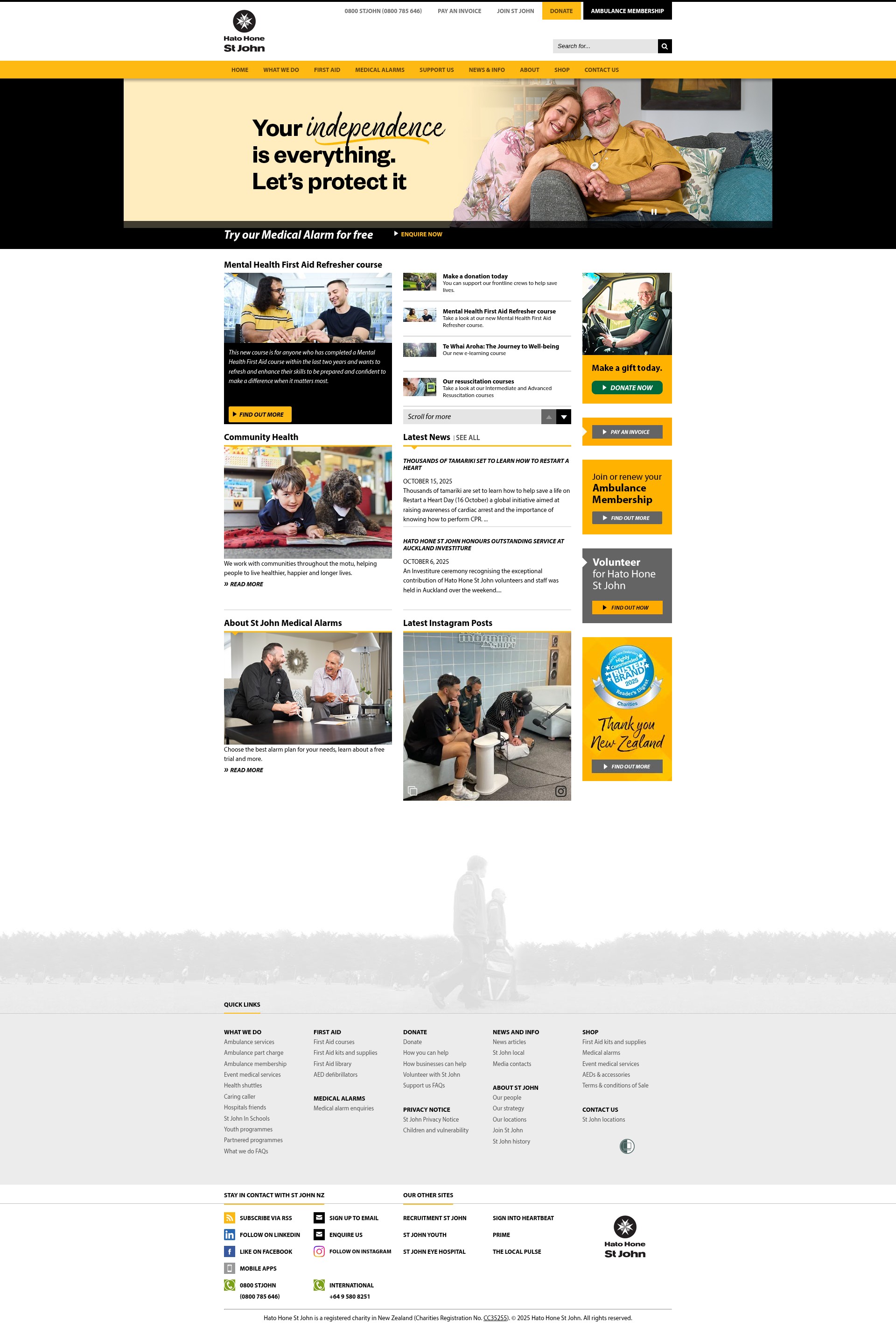 Screenshot of www.stjohn.org.nz
