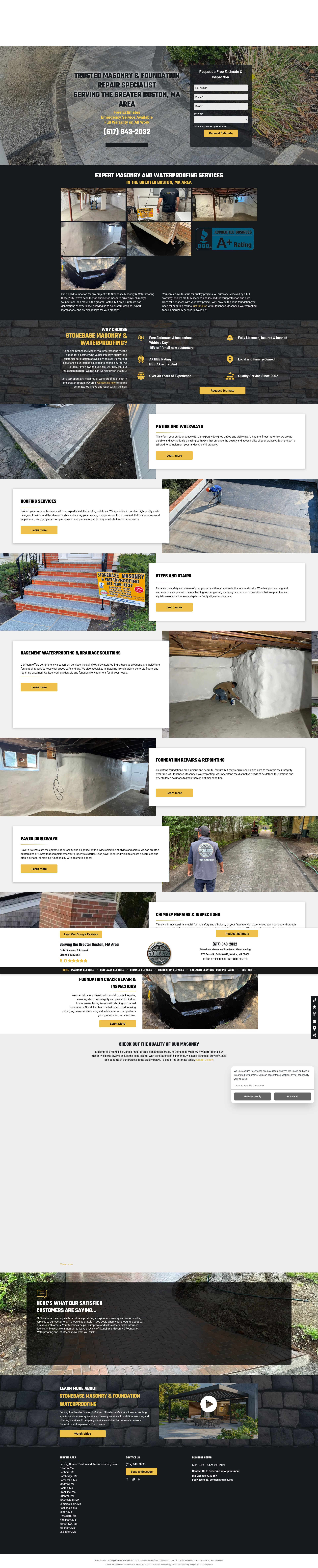 Screenshot of www.stonebasemasonryboston.com
