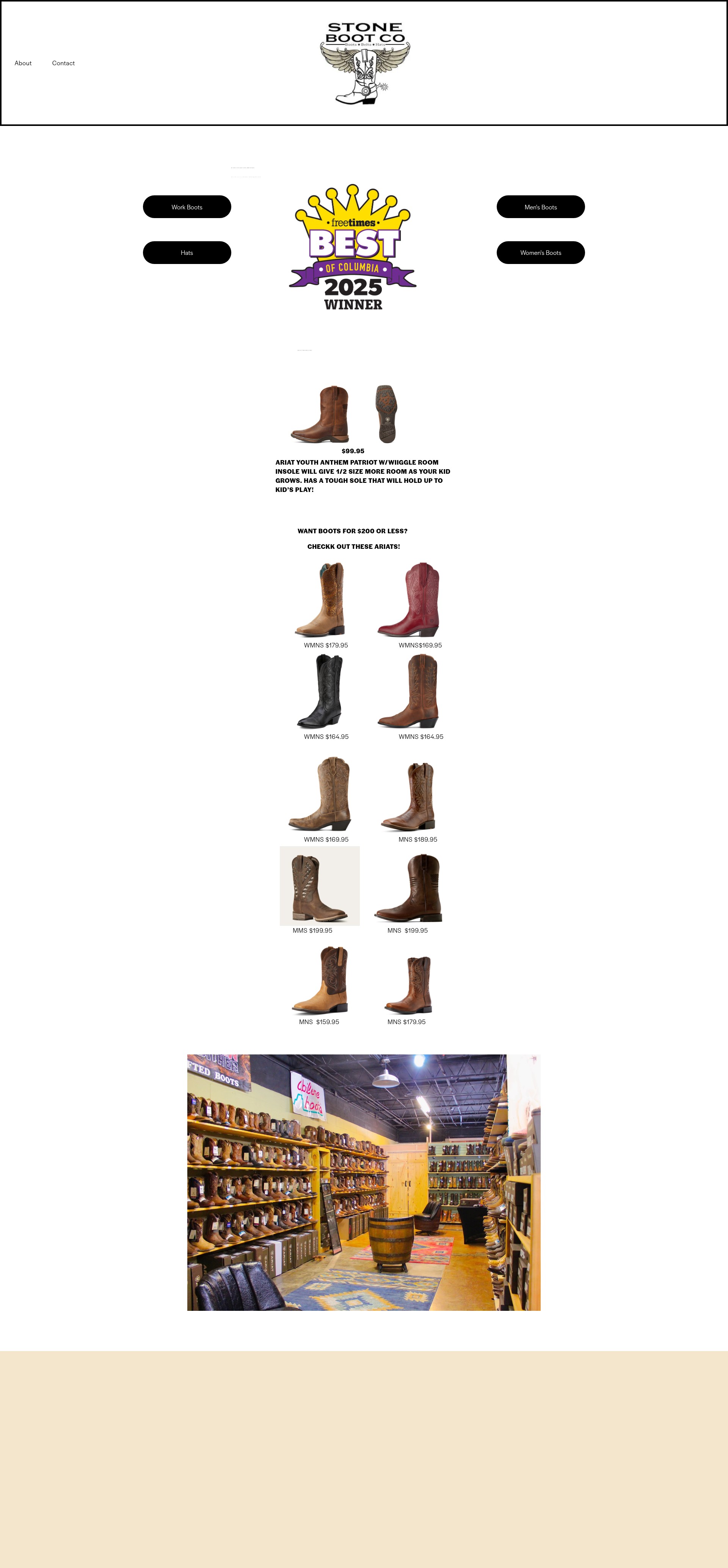 Screenshot of www.stonebootco.com