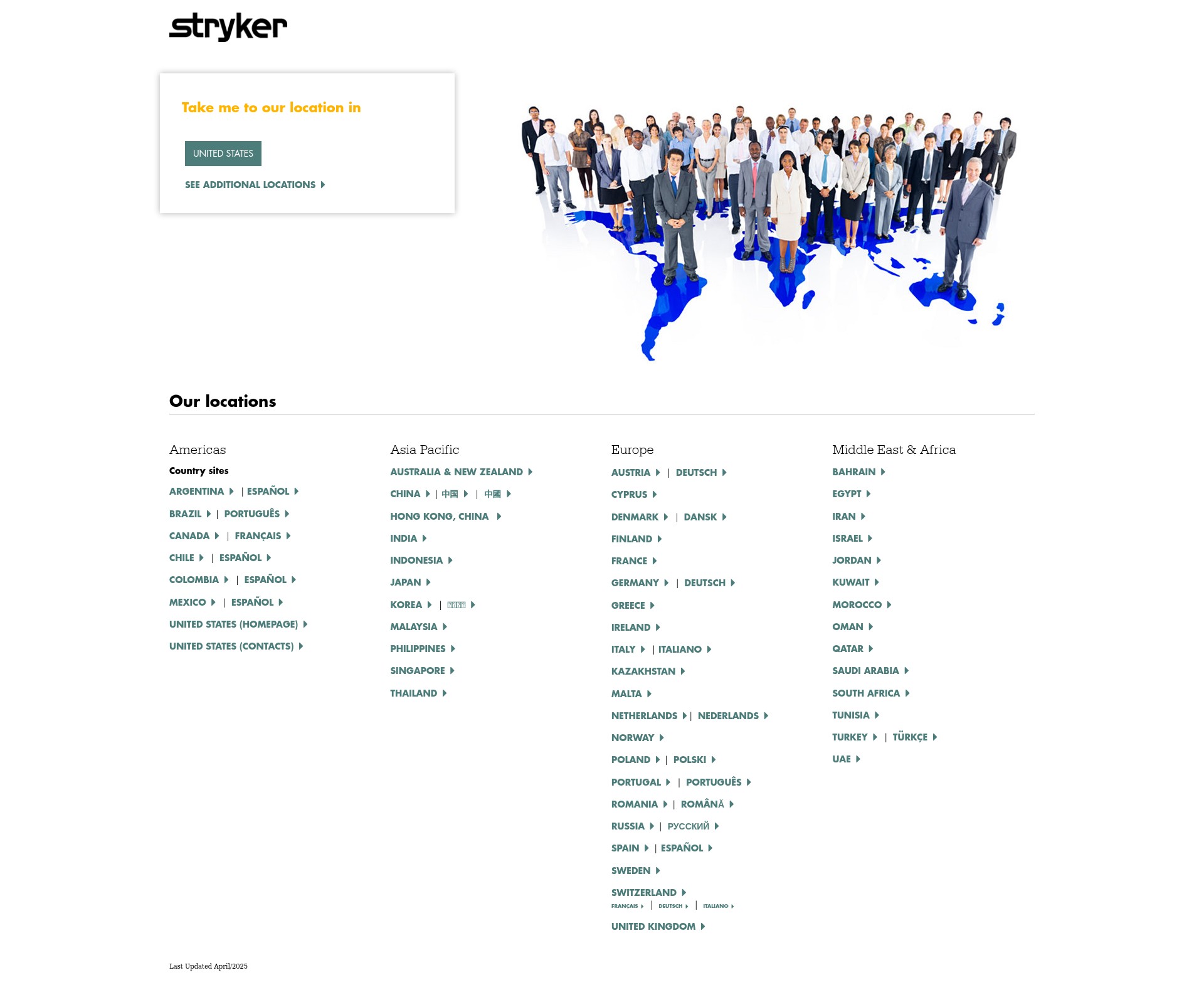 Screenshot of www.stryker.com