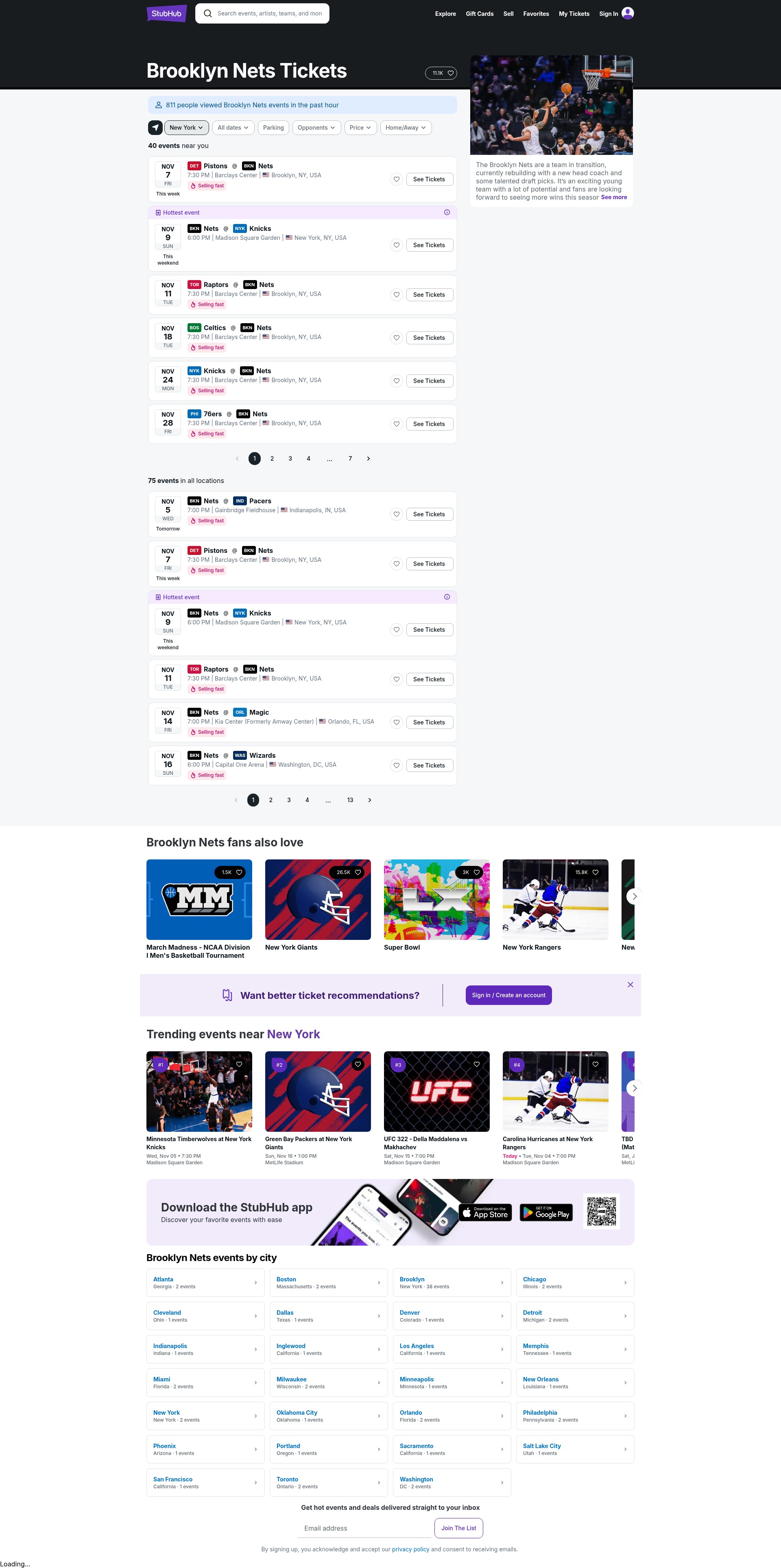 Screenshot of www.stubhub.com
