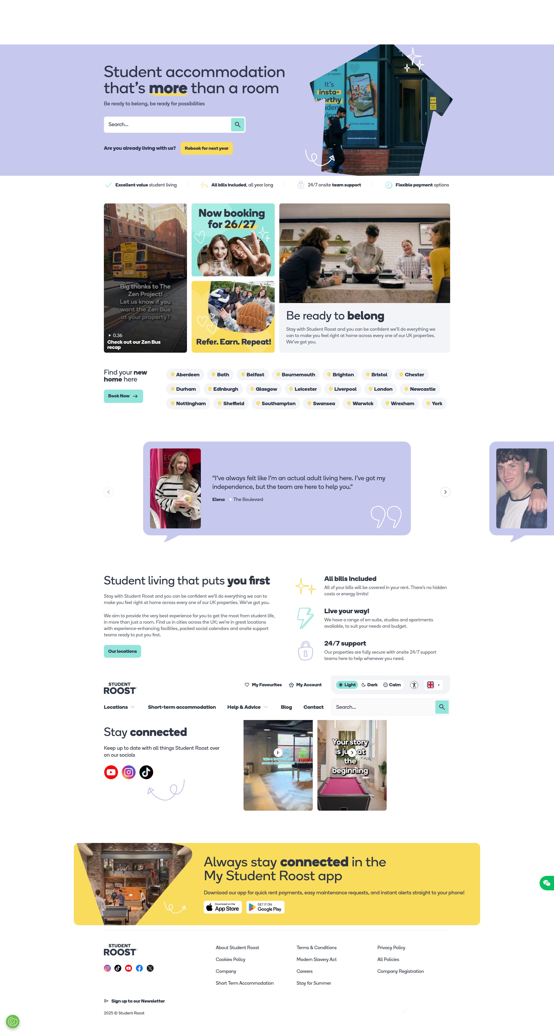 Screenshot of www.studentroost.co.uk