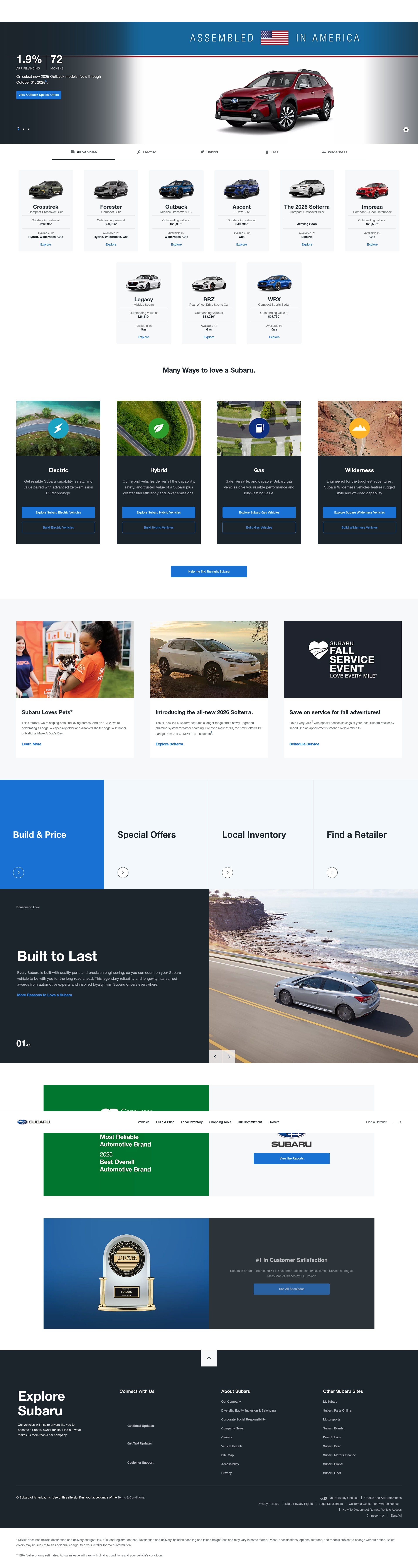 Screenshot of www.subaru.com