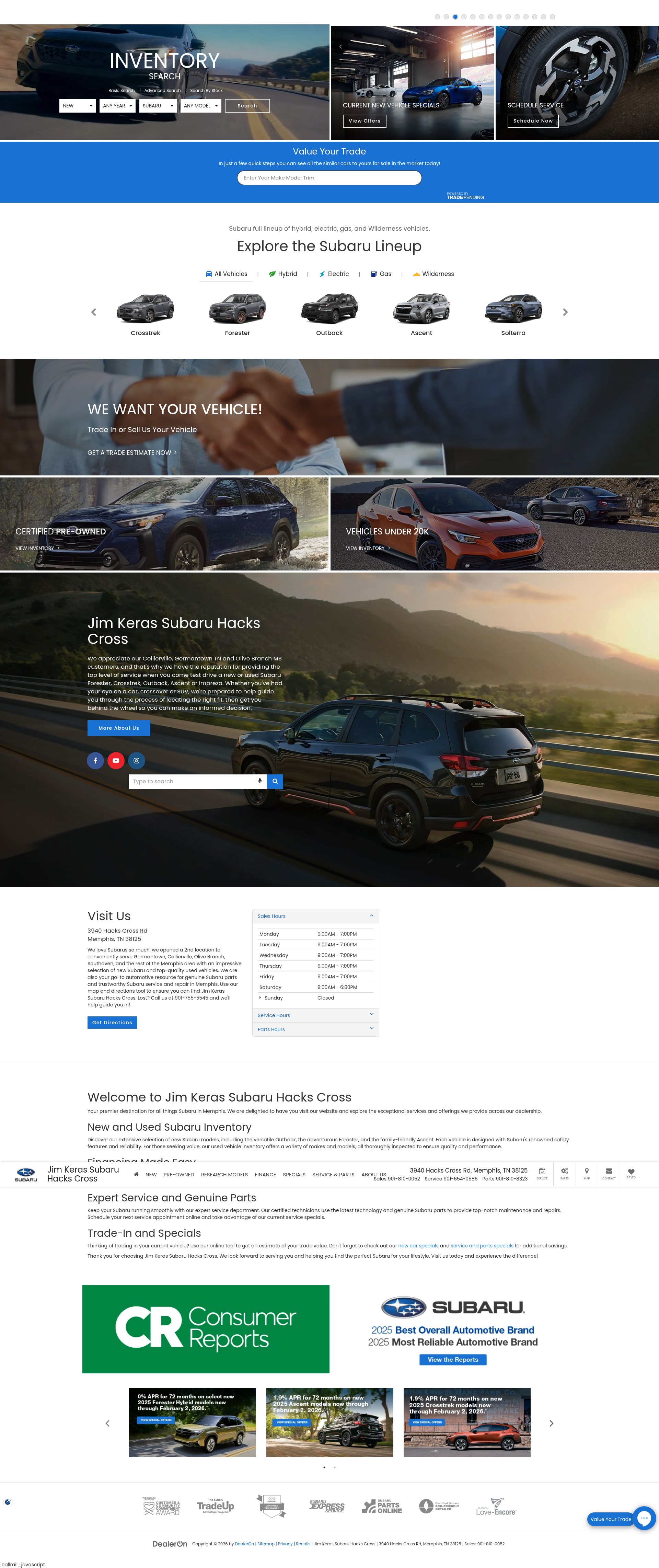 Screenshot of www.subarumemphishackscross.com