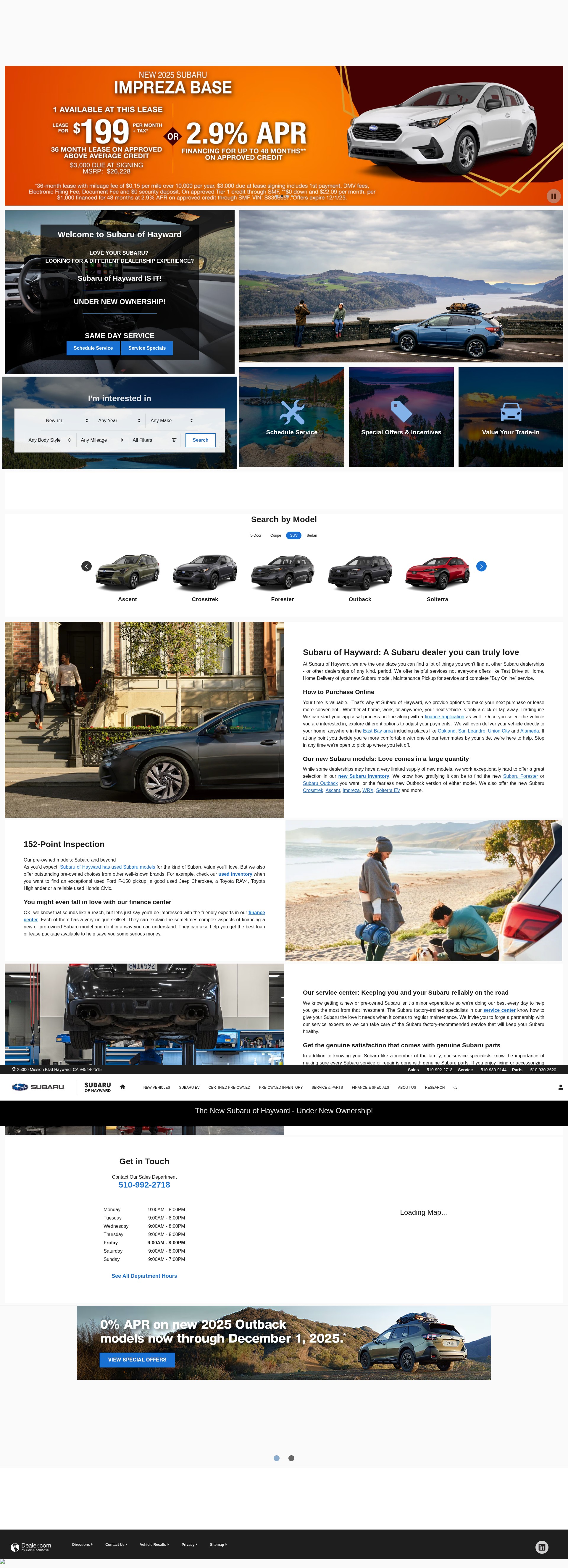 Screenshot of www.subaruofhayward.com