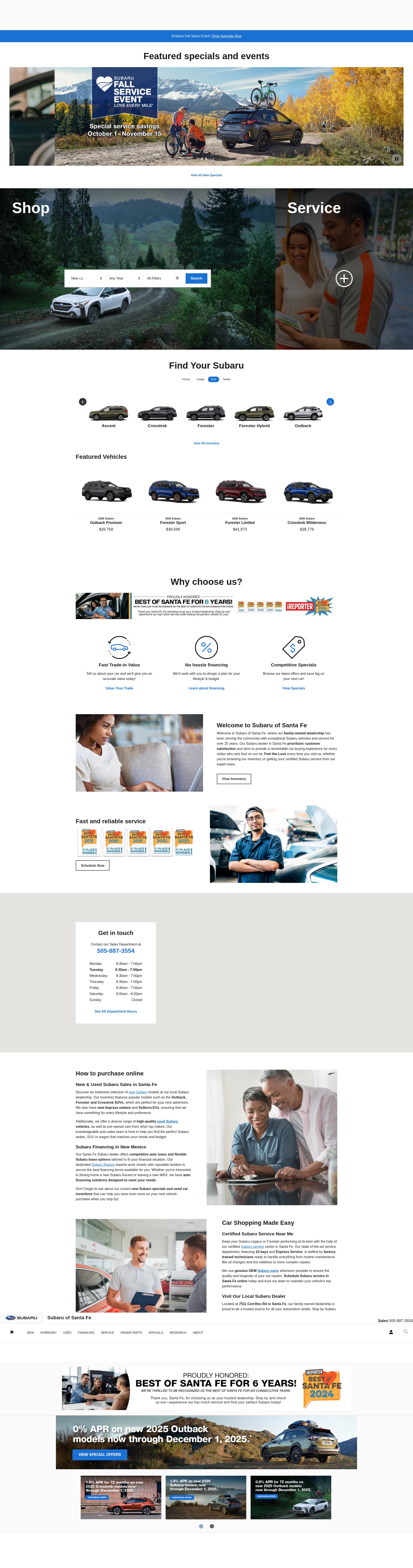 Screenshot of www.subaruofsantafe.com