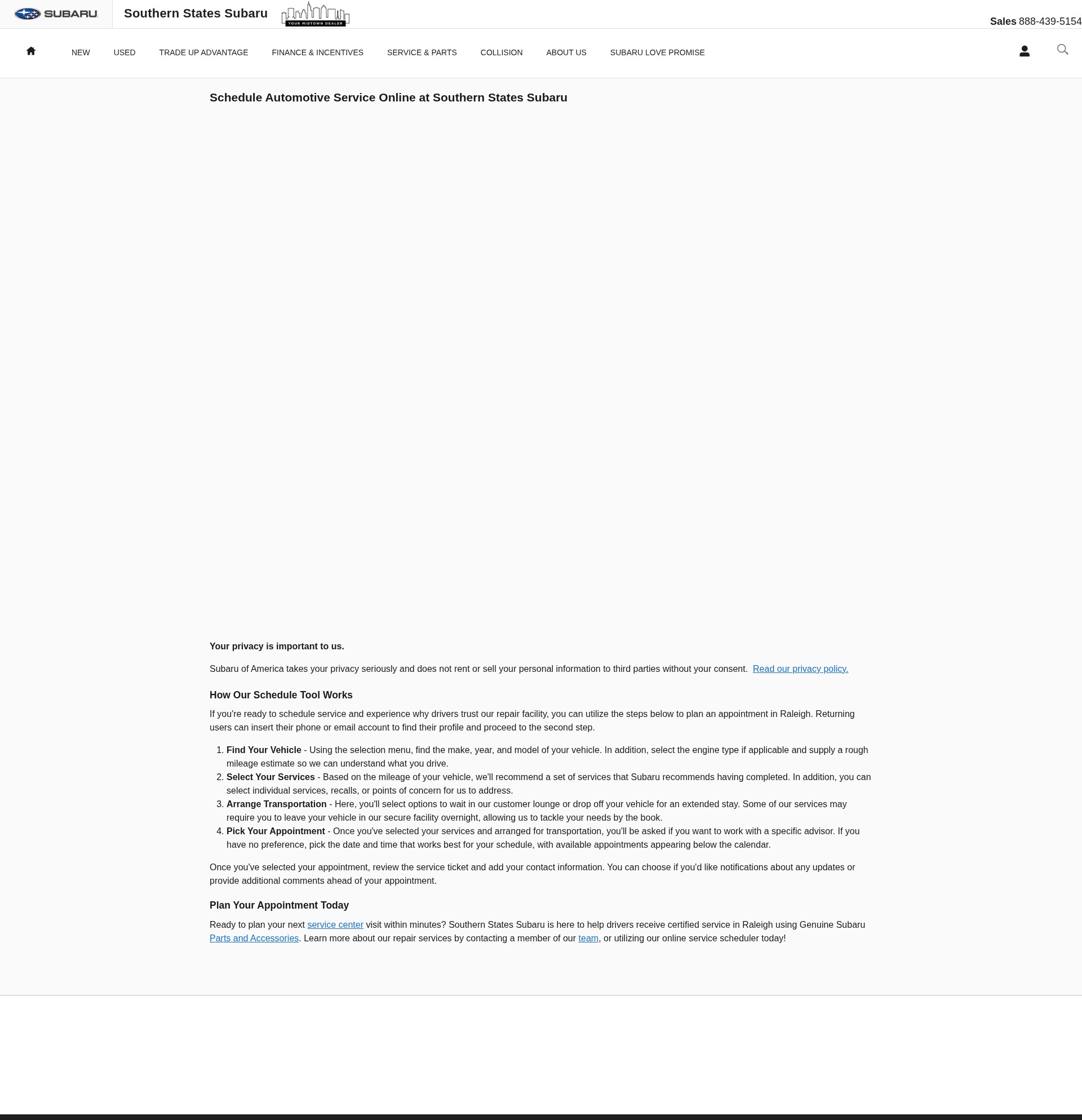 Screenshot of www.subaruraleigh.com