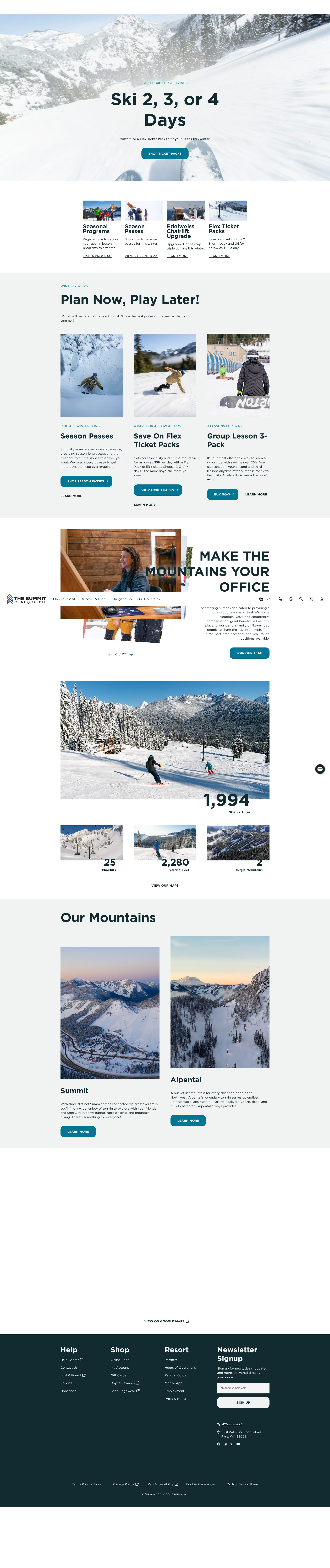 Screenshot of www.summitatsnoqualmie.com