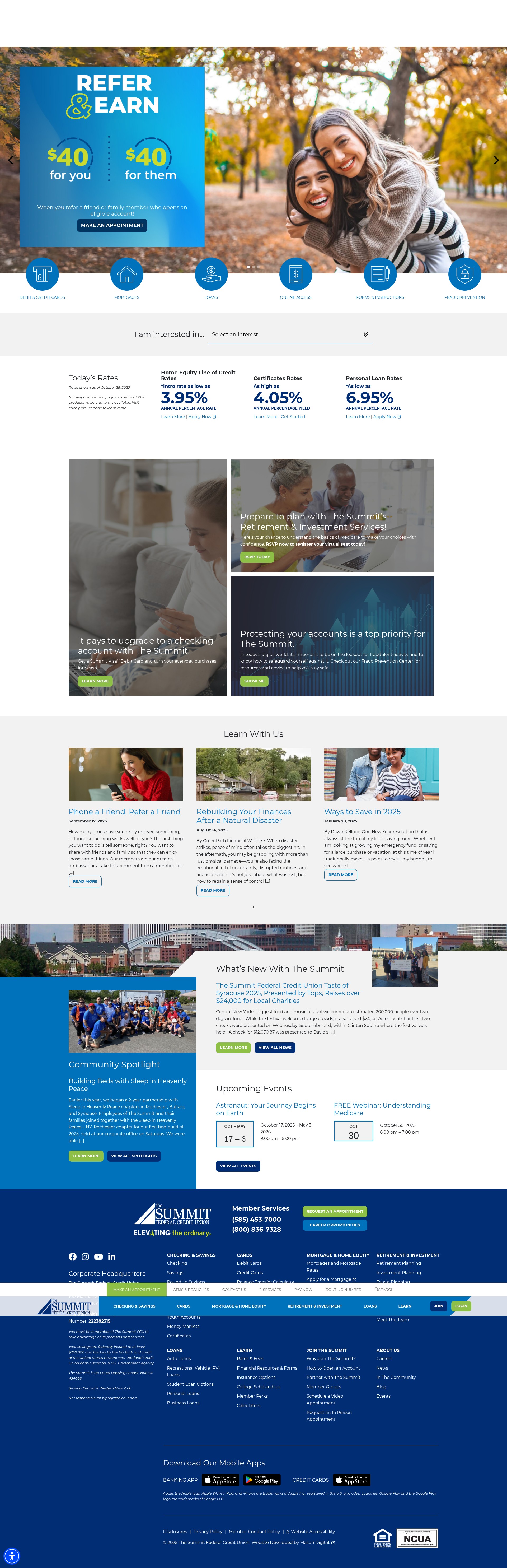 Screenshot of www.summitfcu.org