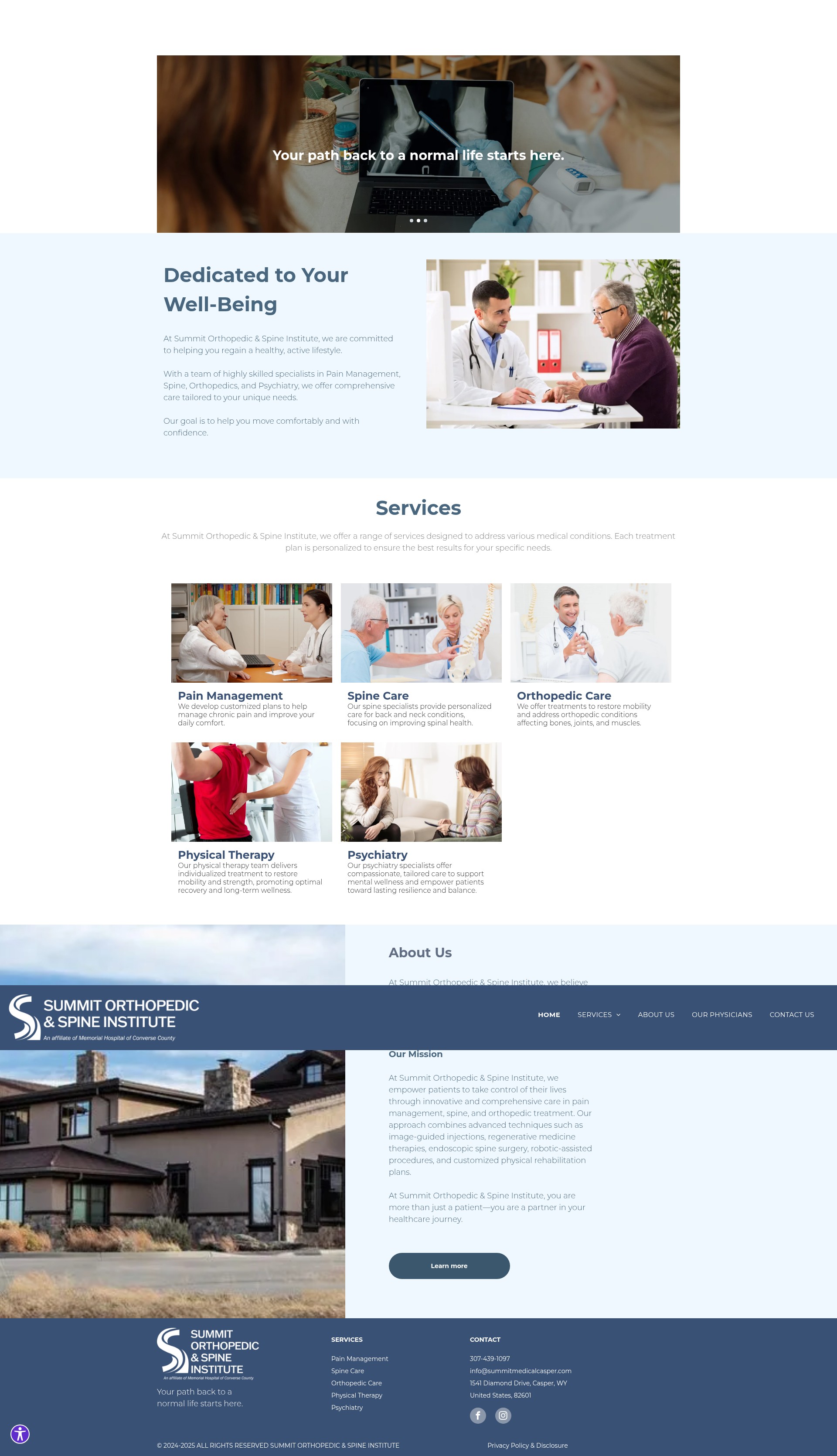 Screenshot of www.summitorthopedicandspineinstitute.com