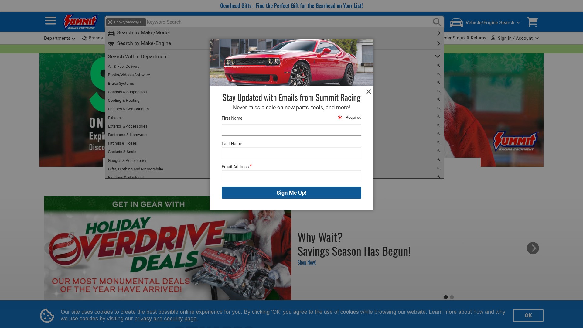 Screenshot of www.summitracing.com