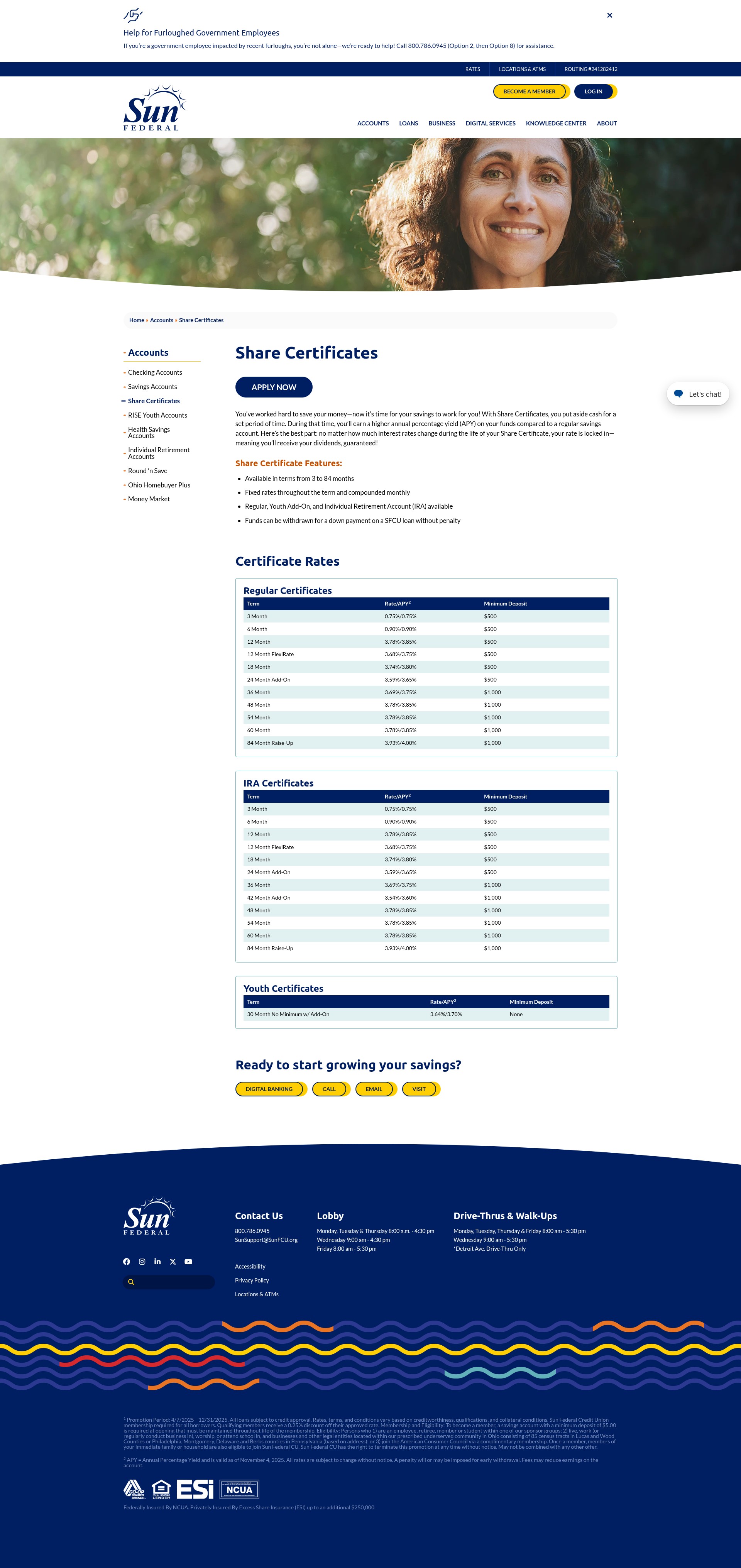 Screenshot of www.sunfederalcu.org