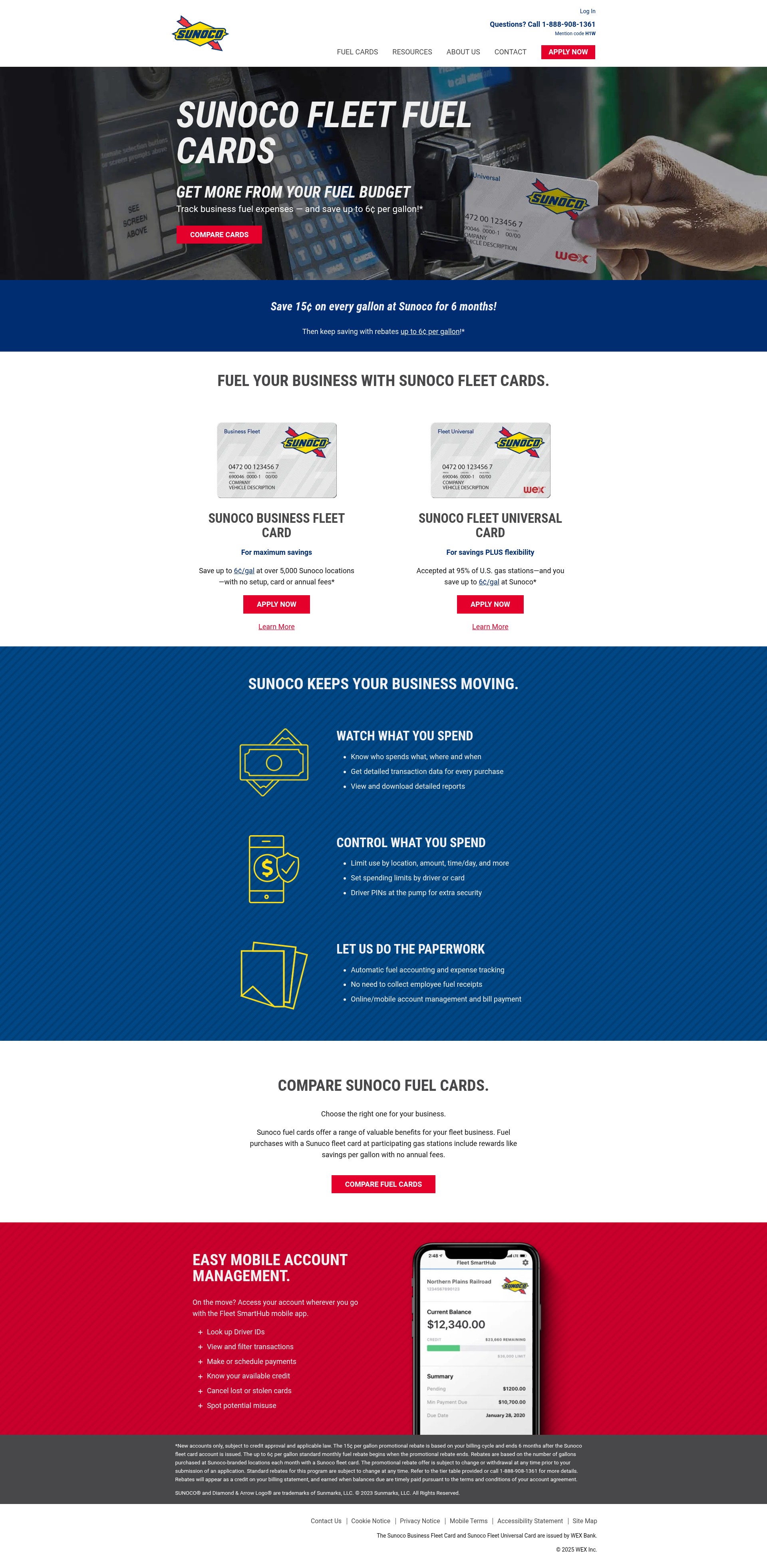 Screenshot of www.sunocofleetcards.com