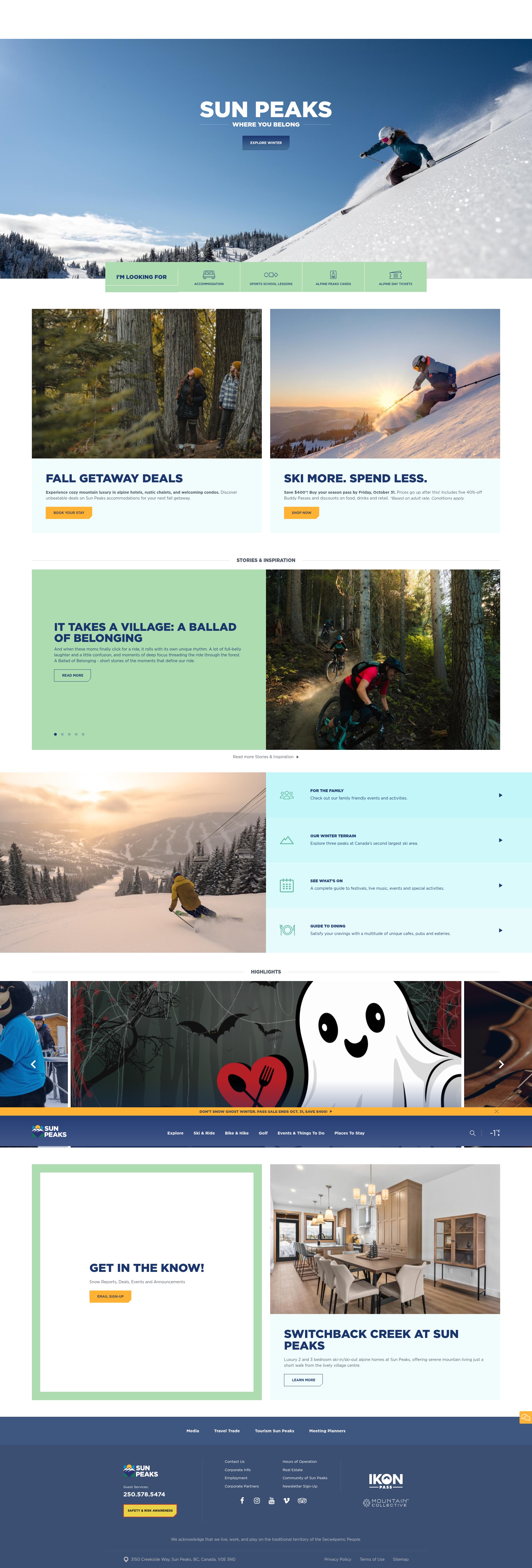 Screenshot of www.sunpeaksresort.com