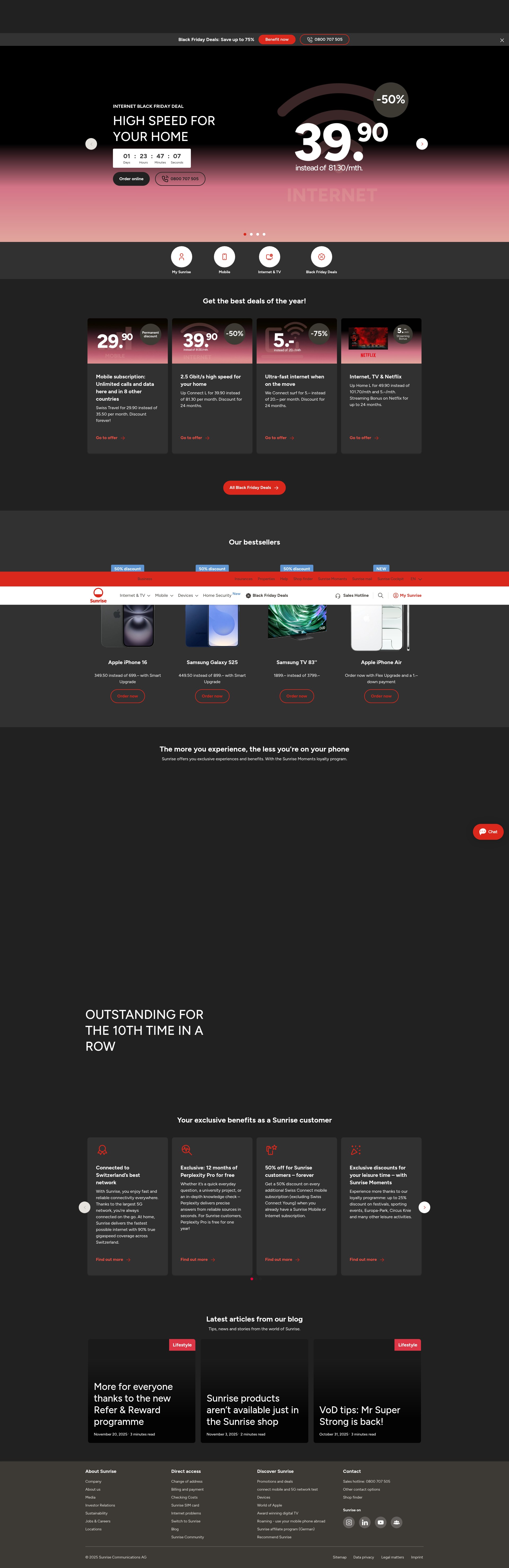 Screenshot of www.sunrise.ch