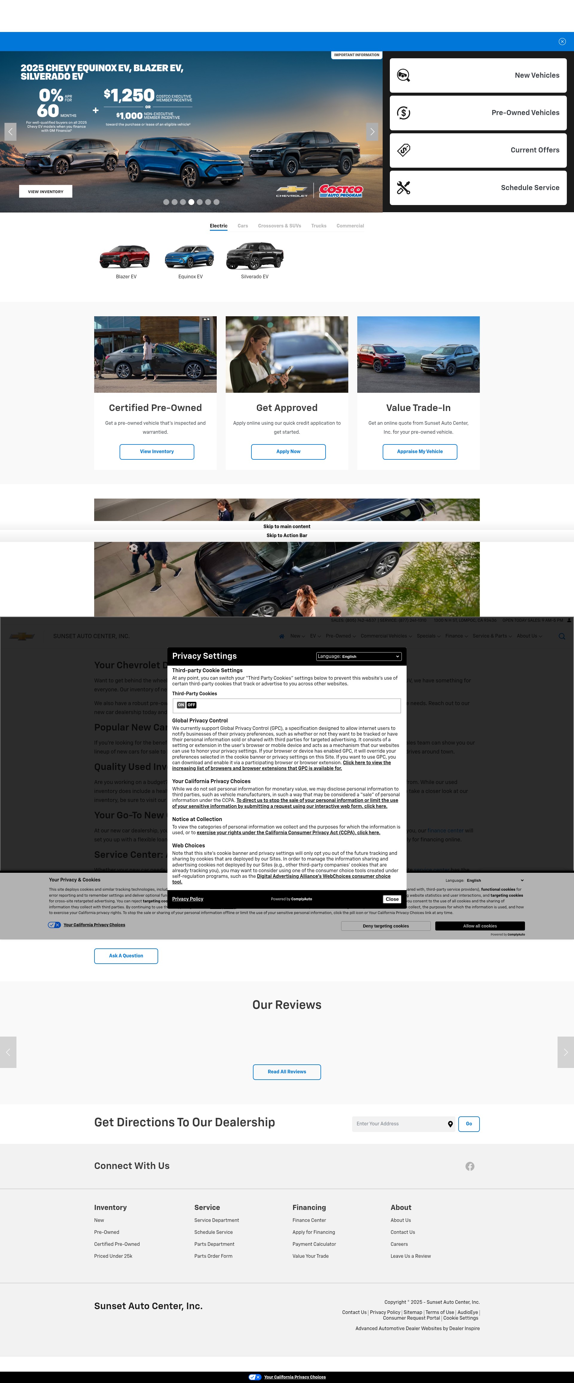 Screenshot of www.sunsetautocenter.com