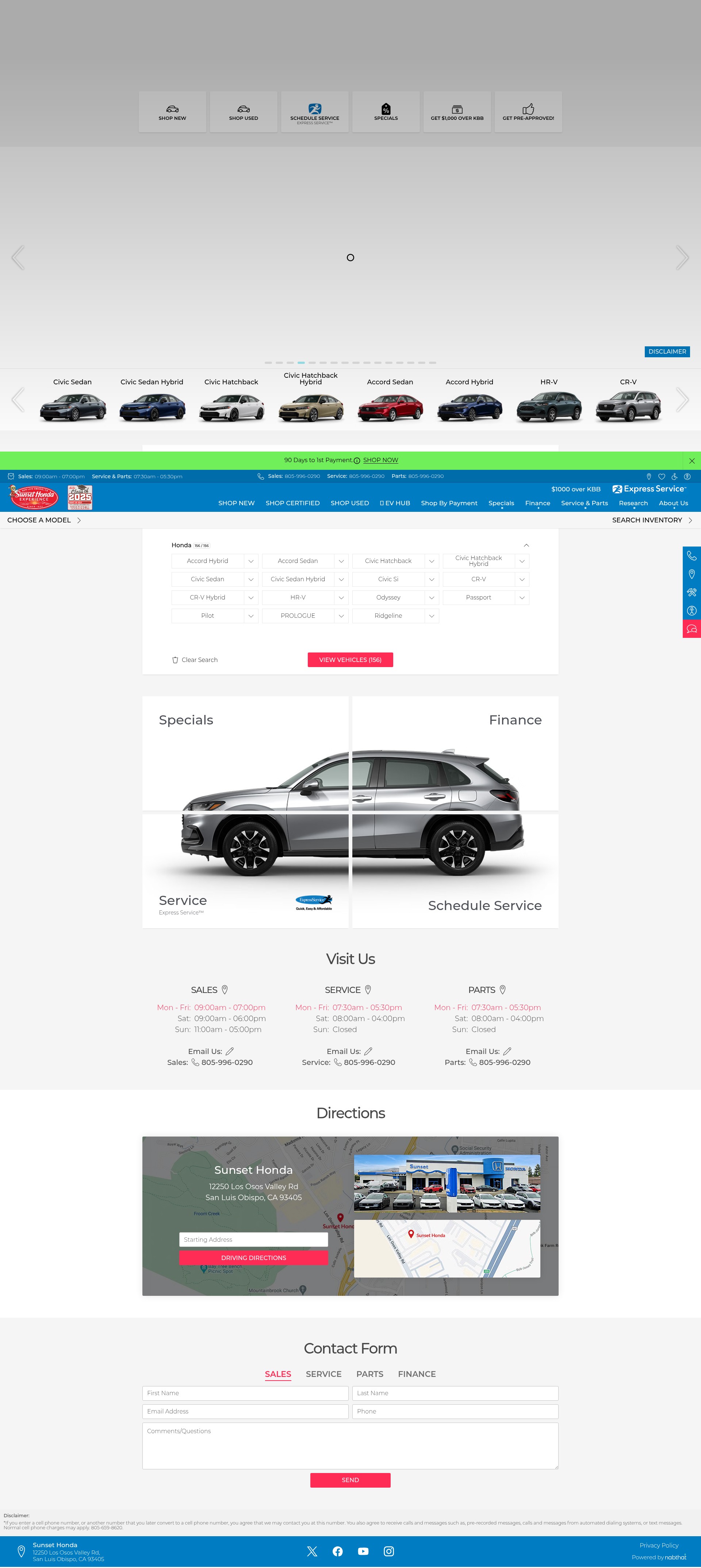 Screenshot of www.sunsethonda.com