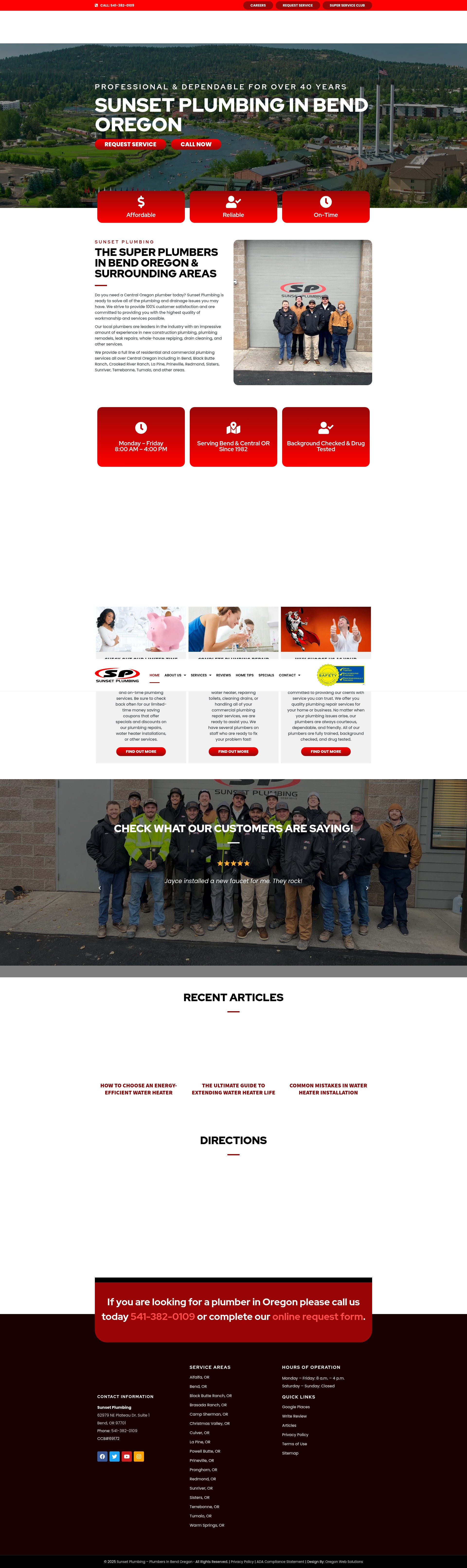 Screenshot of www.sunsetplumbingofbend.com