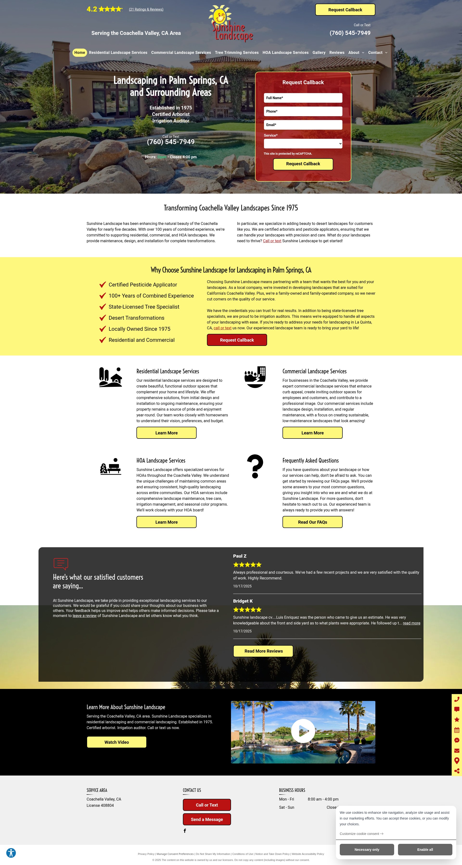 Screenshot of www.sunshinelandscapecv.com