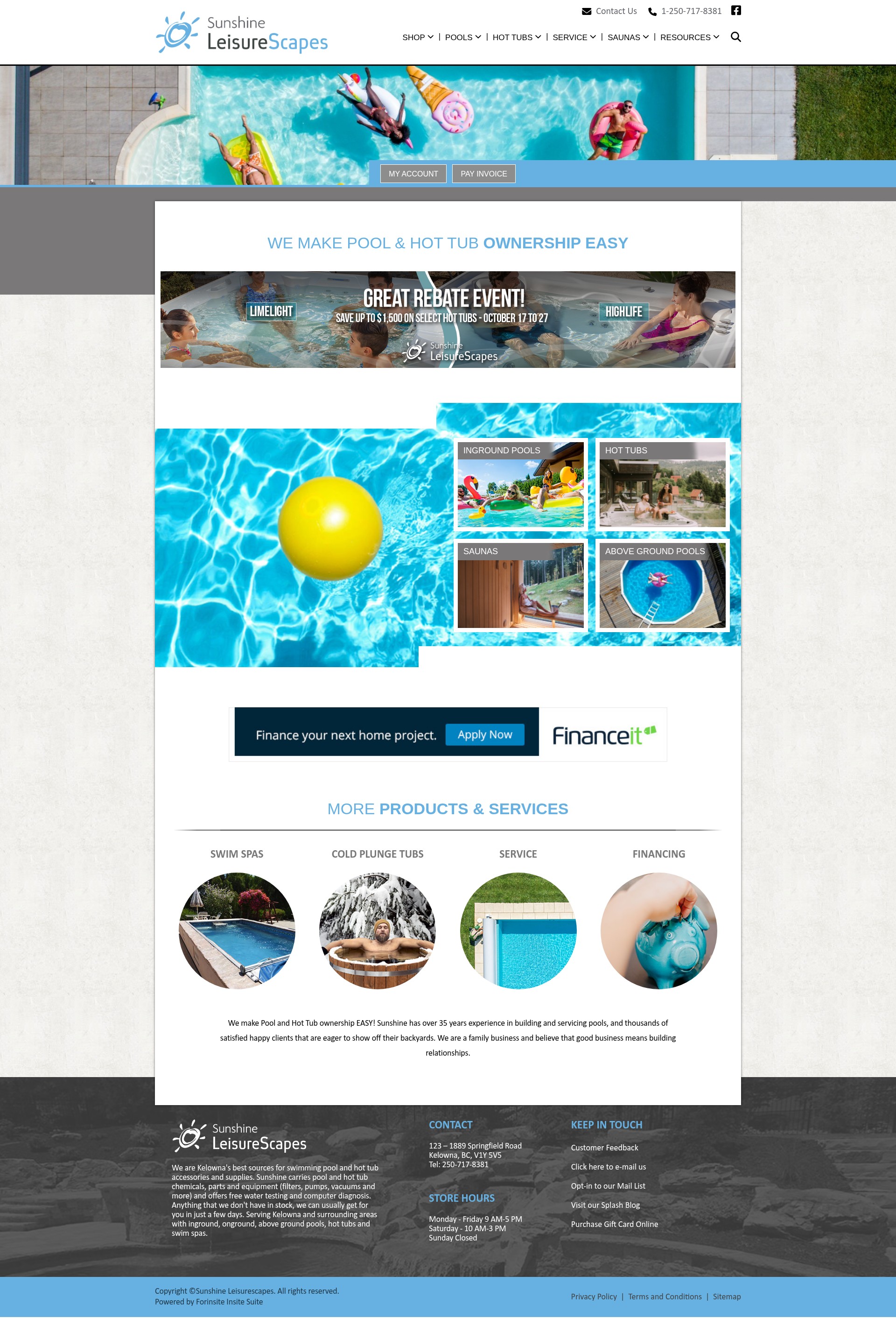 Screenshot of www.sunshinepools.ca