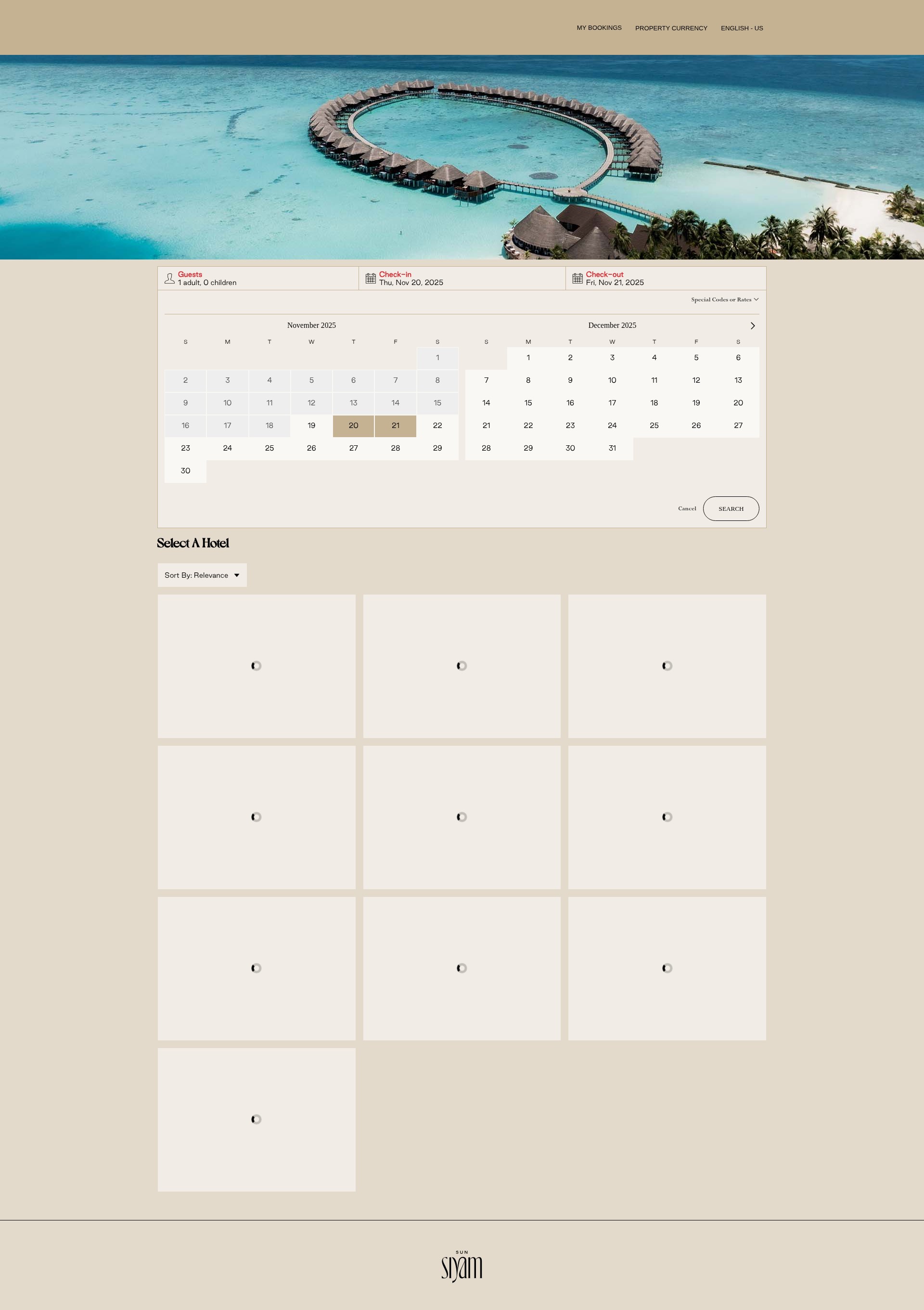 Screenshot of www.sunsiyam.com