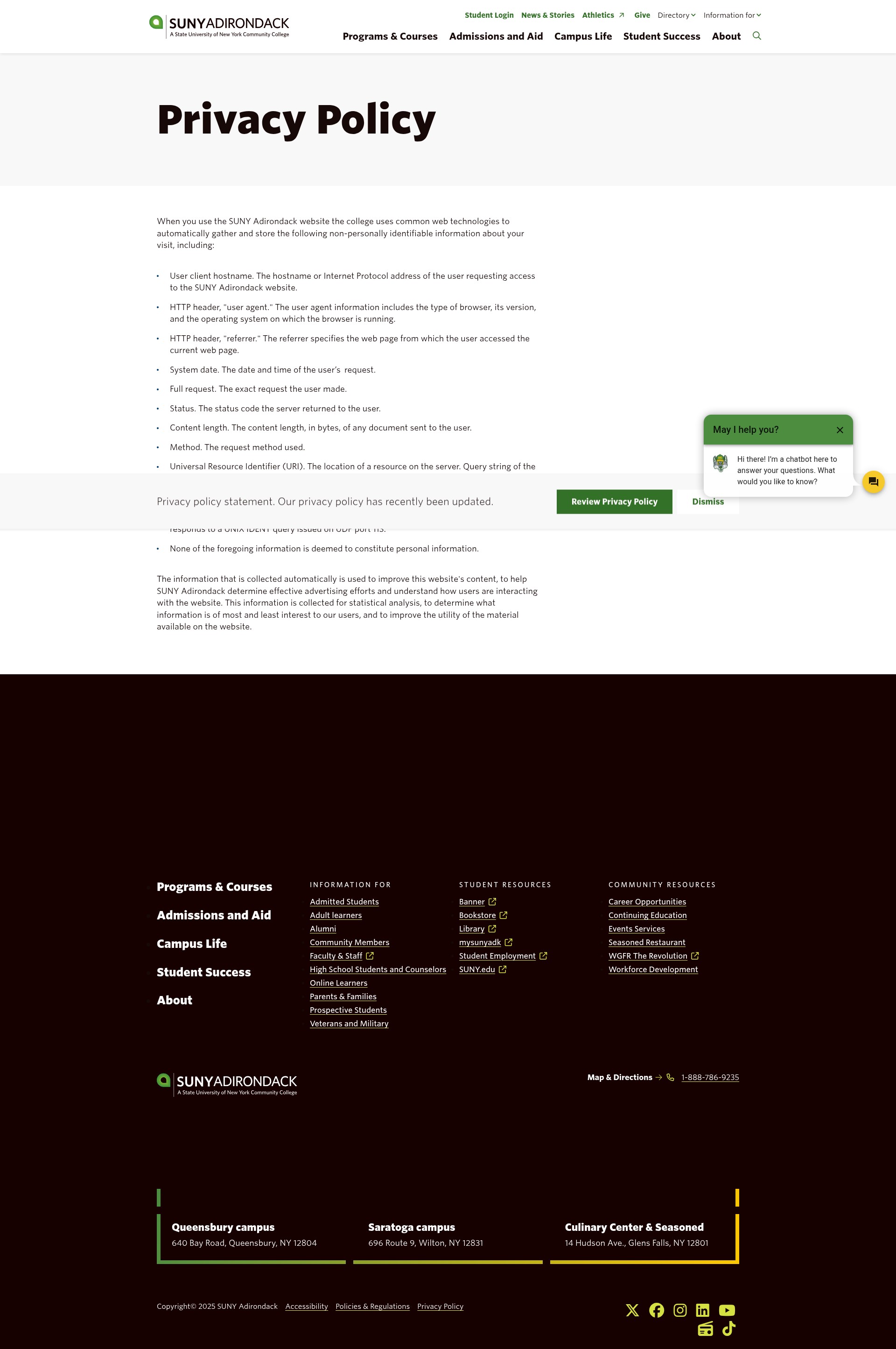 Screenshot of www.sunyacc.edu
