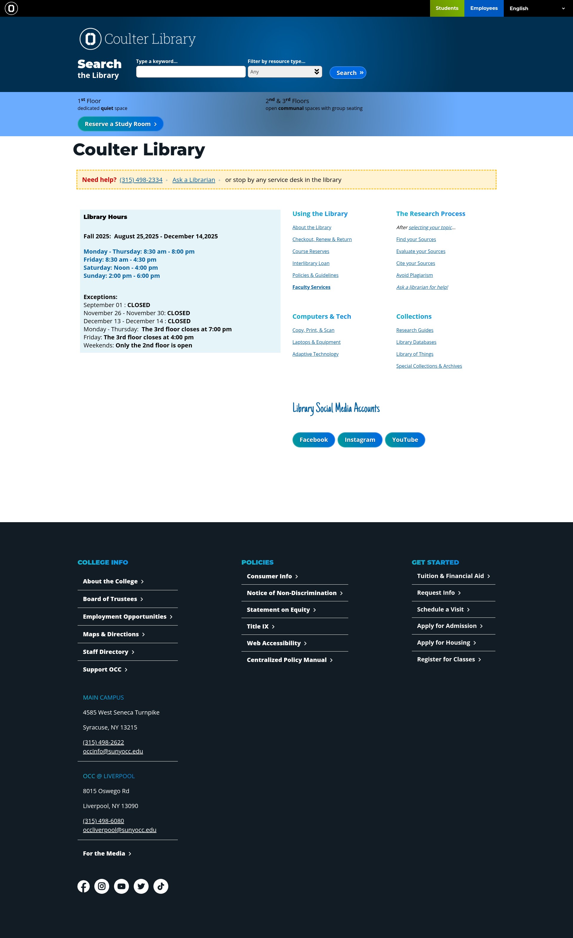 Screenshot of www.sunyocc.edu