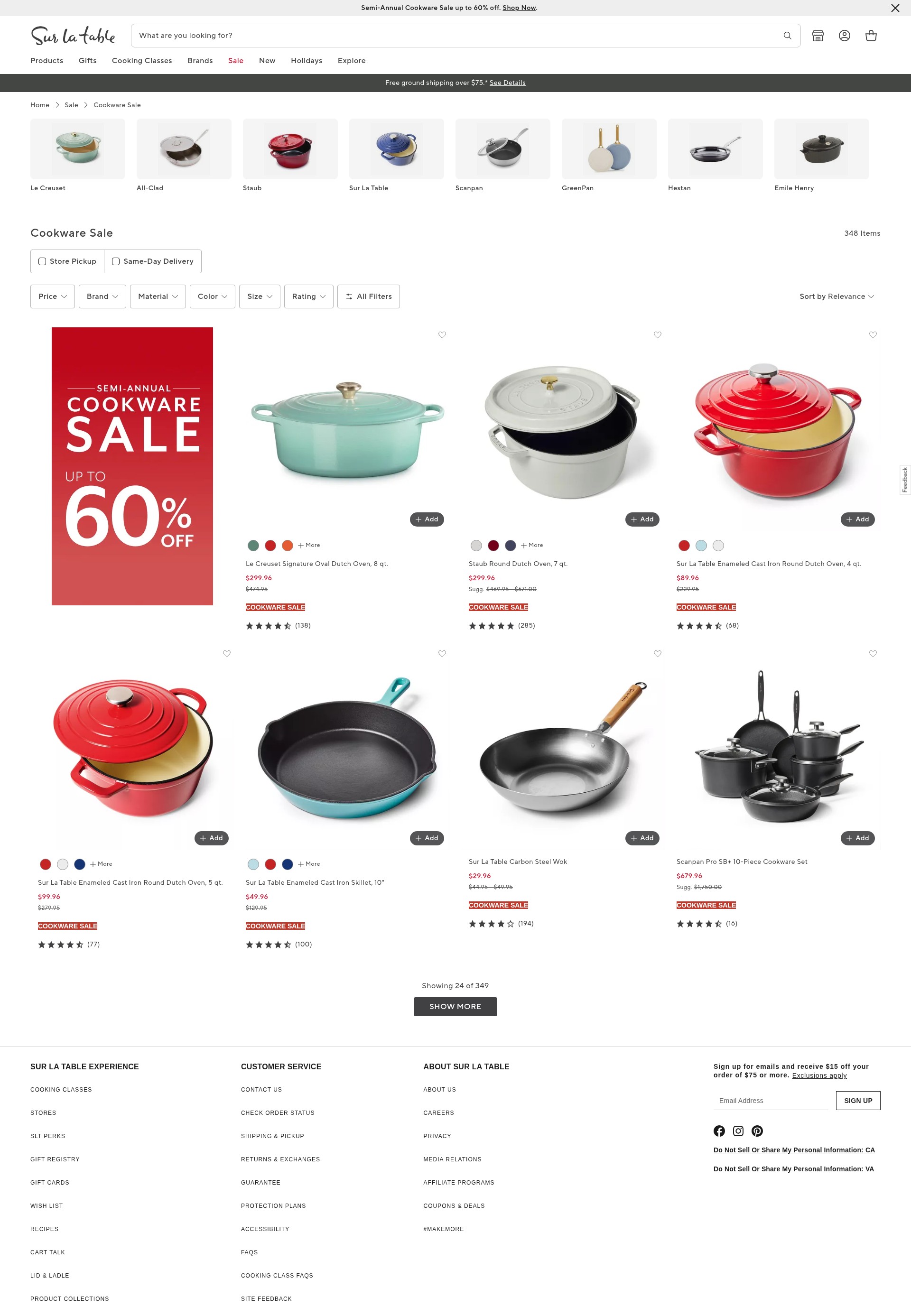 Screenshot of www.surlatable.com