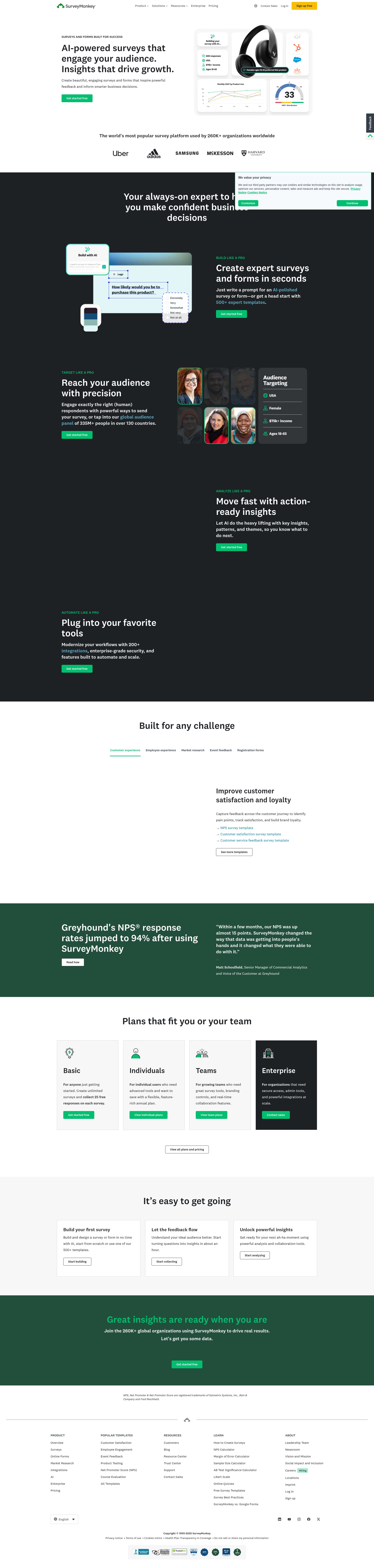 Screenshot of www.surveymonkey.com