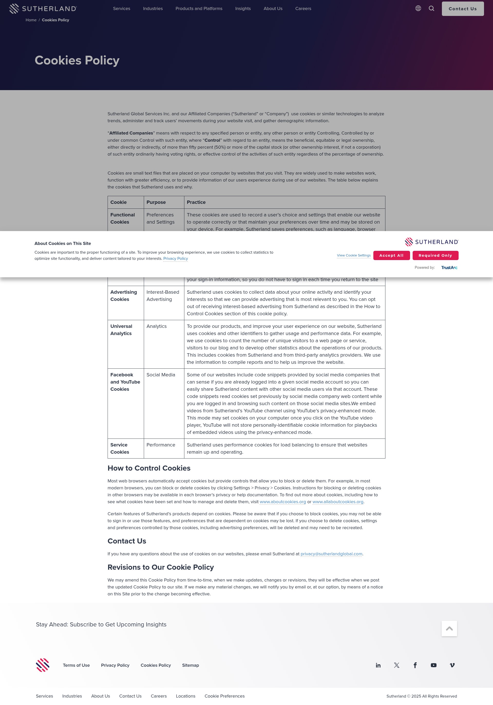 Screenshot of www.sutherlandglobal.com