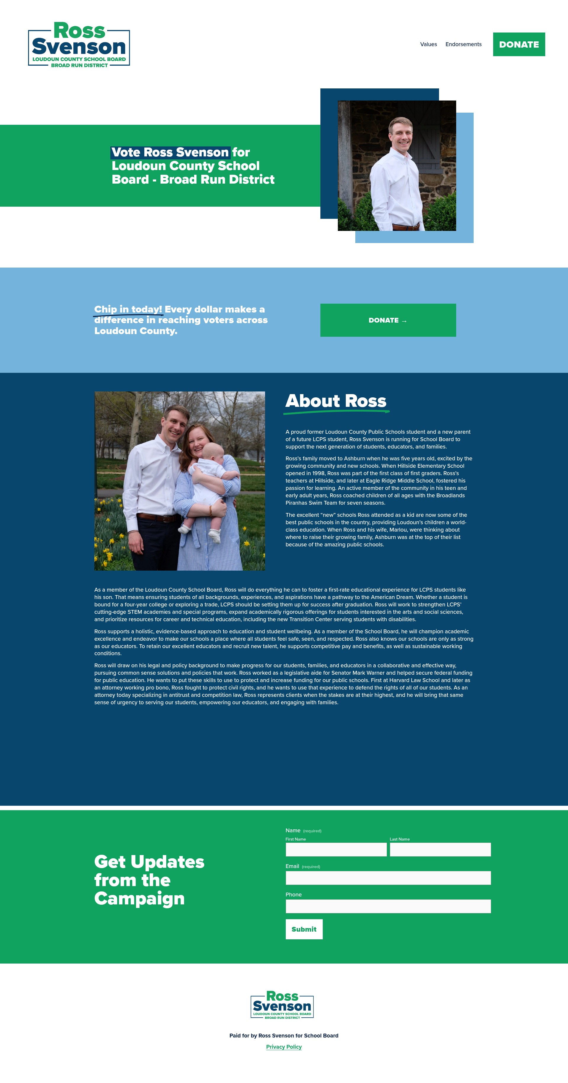 Screenshot of www.svensonforschoolboard.com
