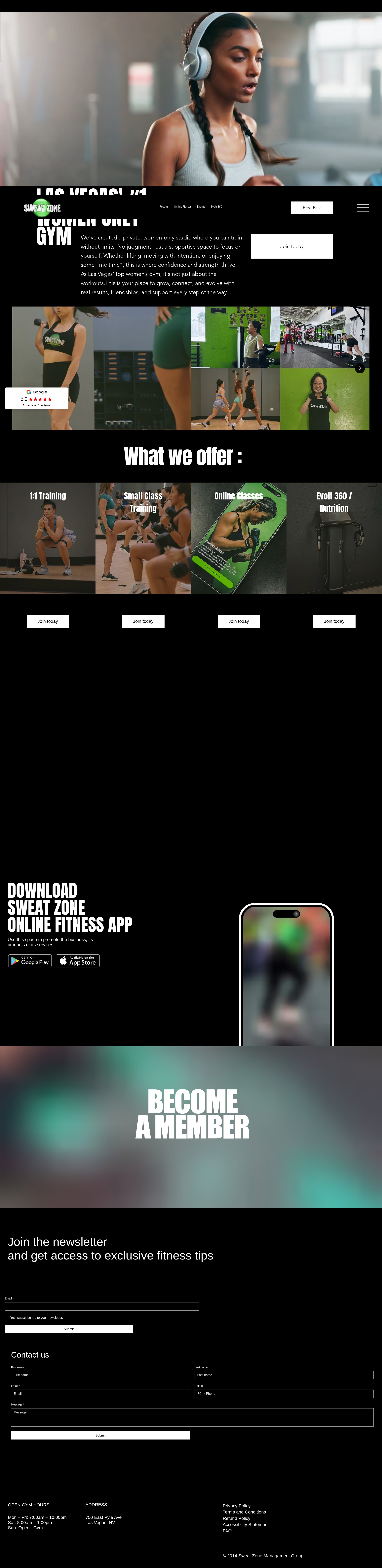 Screenshot of www.sweatzone.net