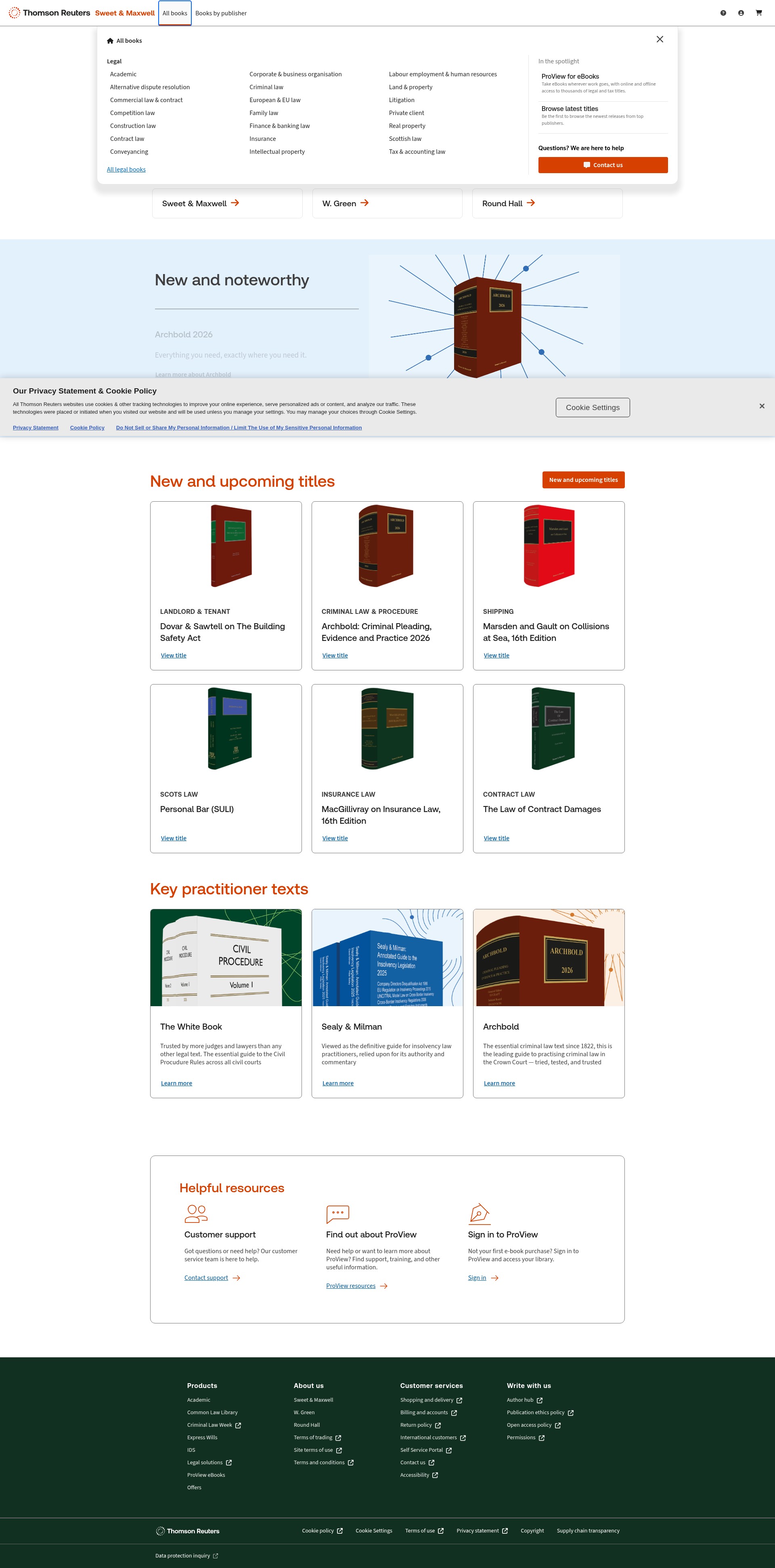 Screenshot of www.sweetandmaxwell.co.uk