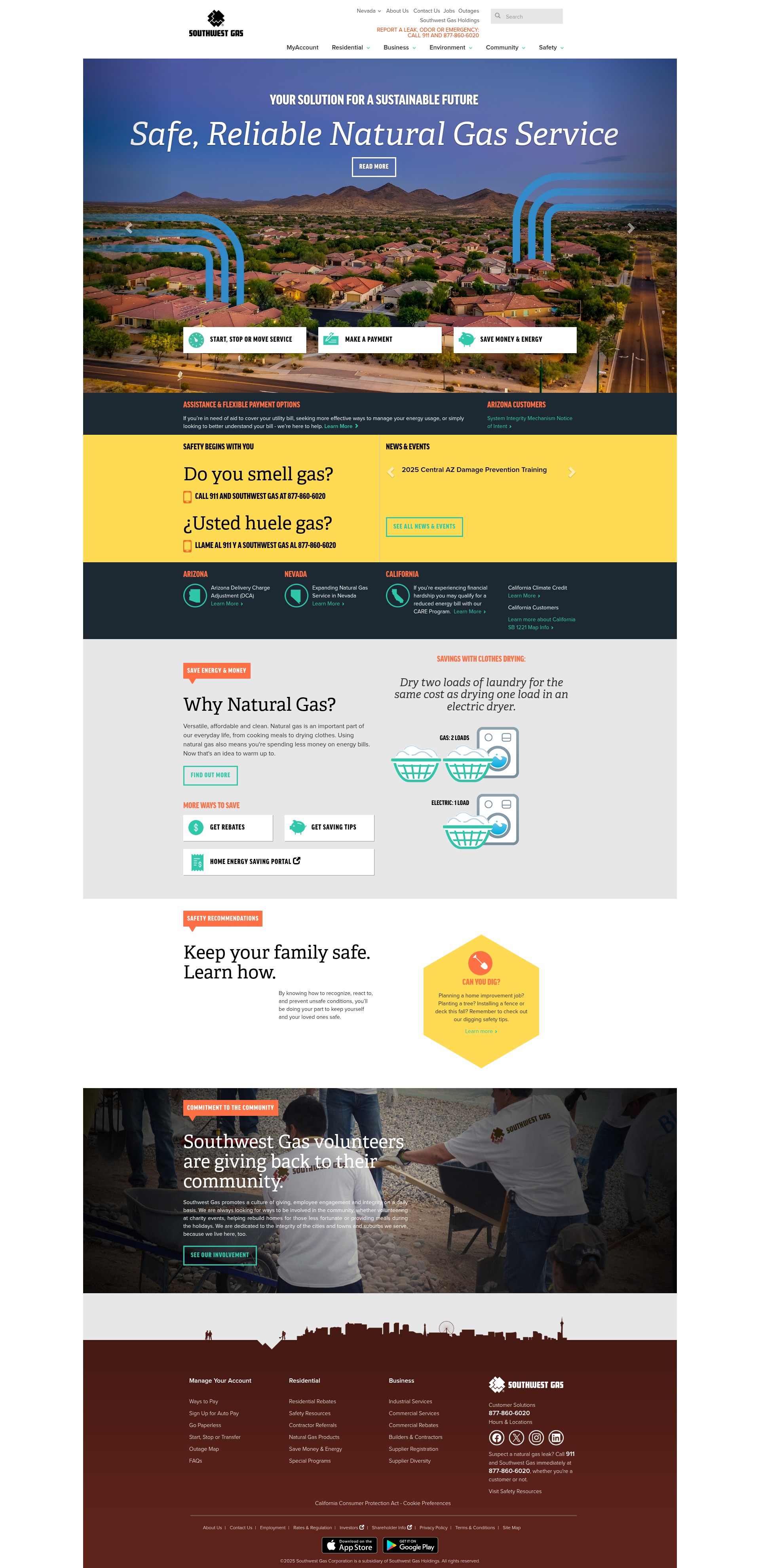 Screenshot of www.swgas.com
