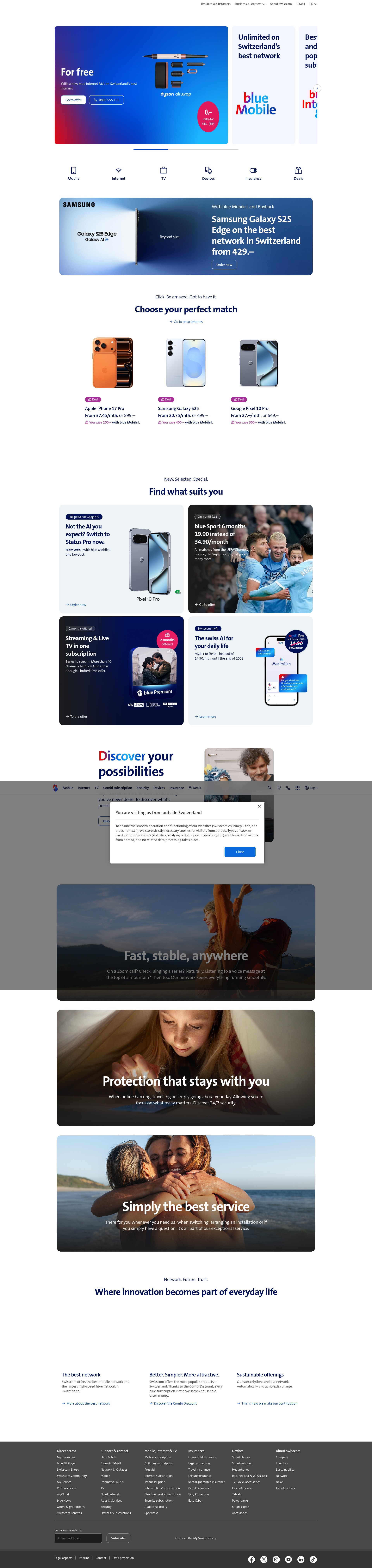 Screenshot of www.swisscom.ch