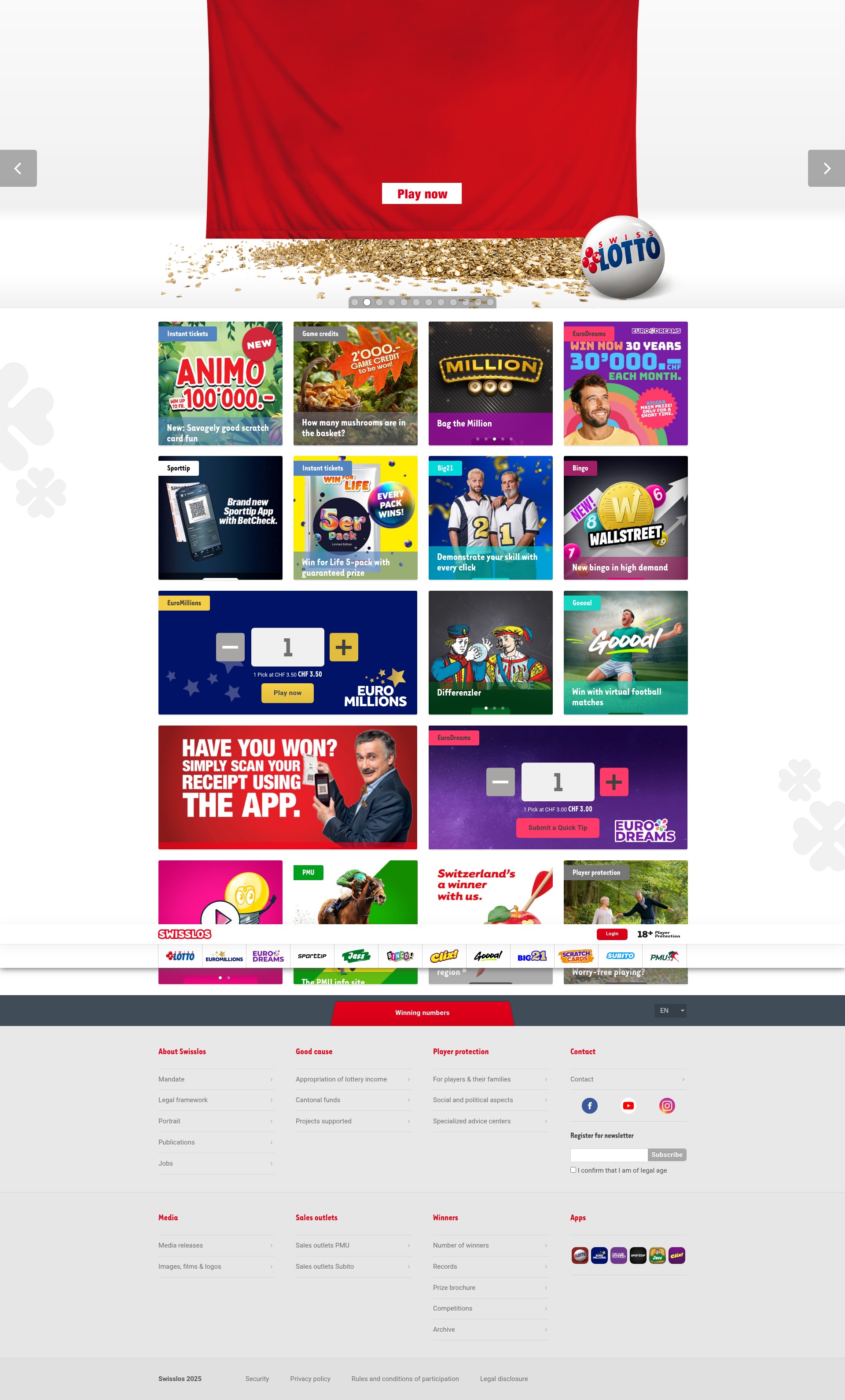 Screenshot of www.swisslos.ch