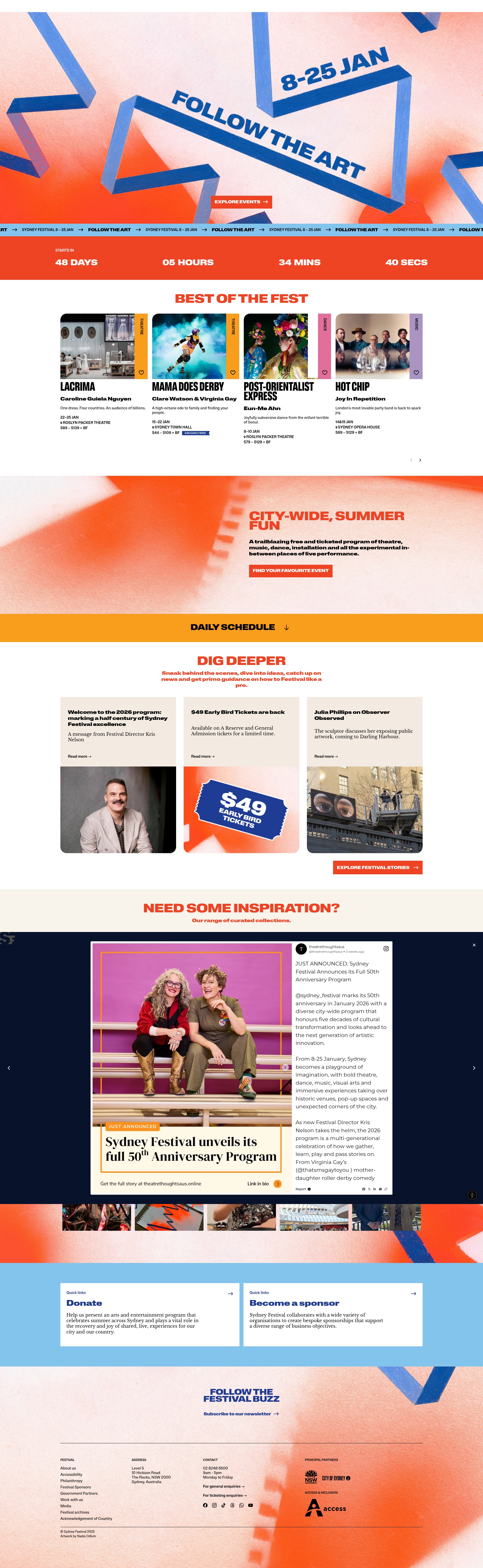 Screenshot of www.sydneyfestival.org.au