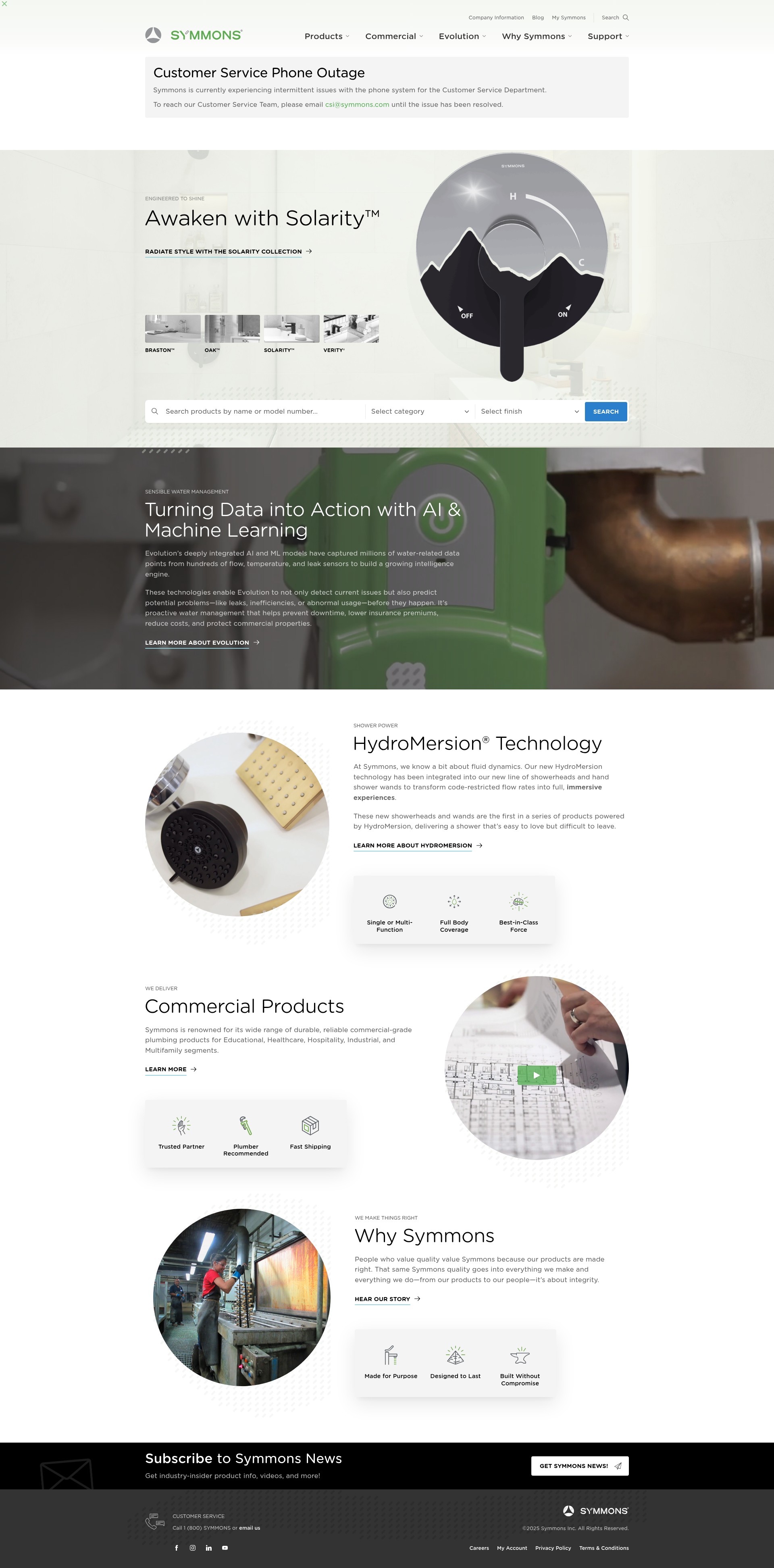 Screenshot of www.symmons.com