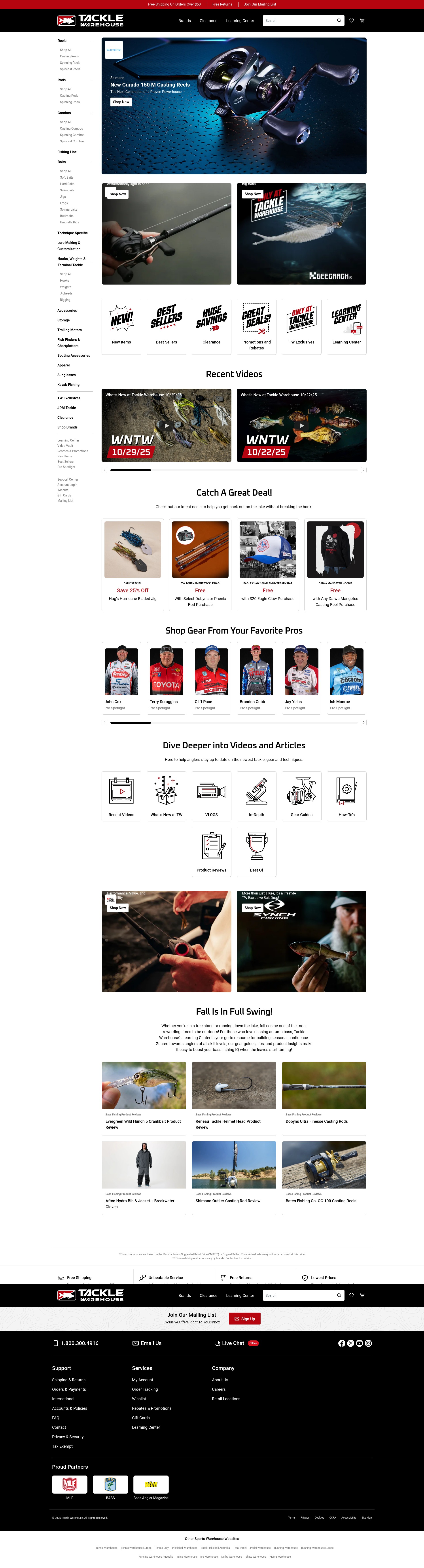 Screenshot of www.tacklewarehouse.com