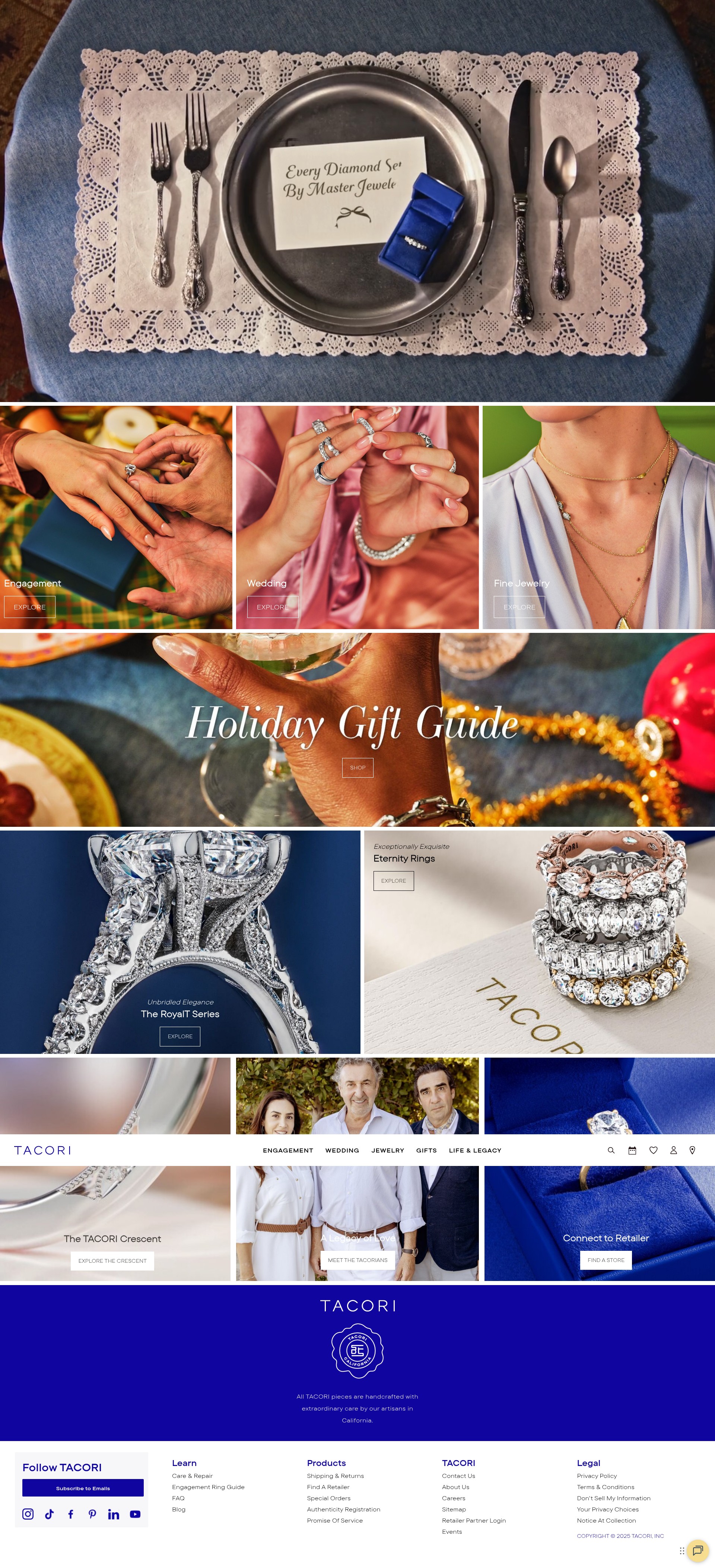 Screenshot of www.tacori.com