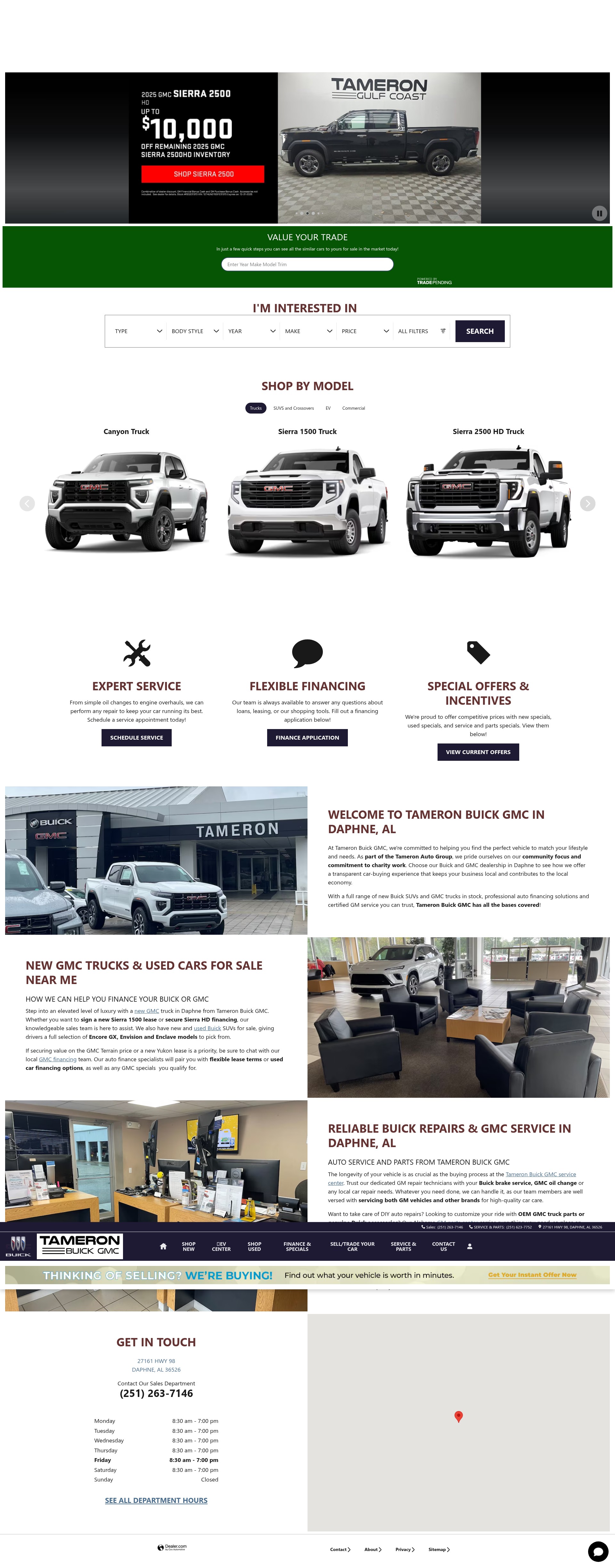 Screenshot of www.tameronbuickgmc.com