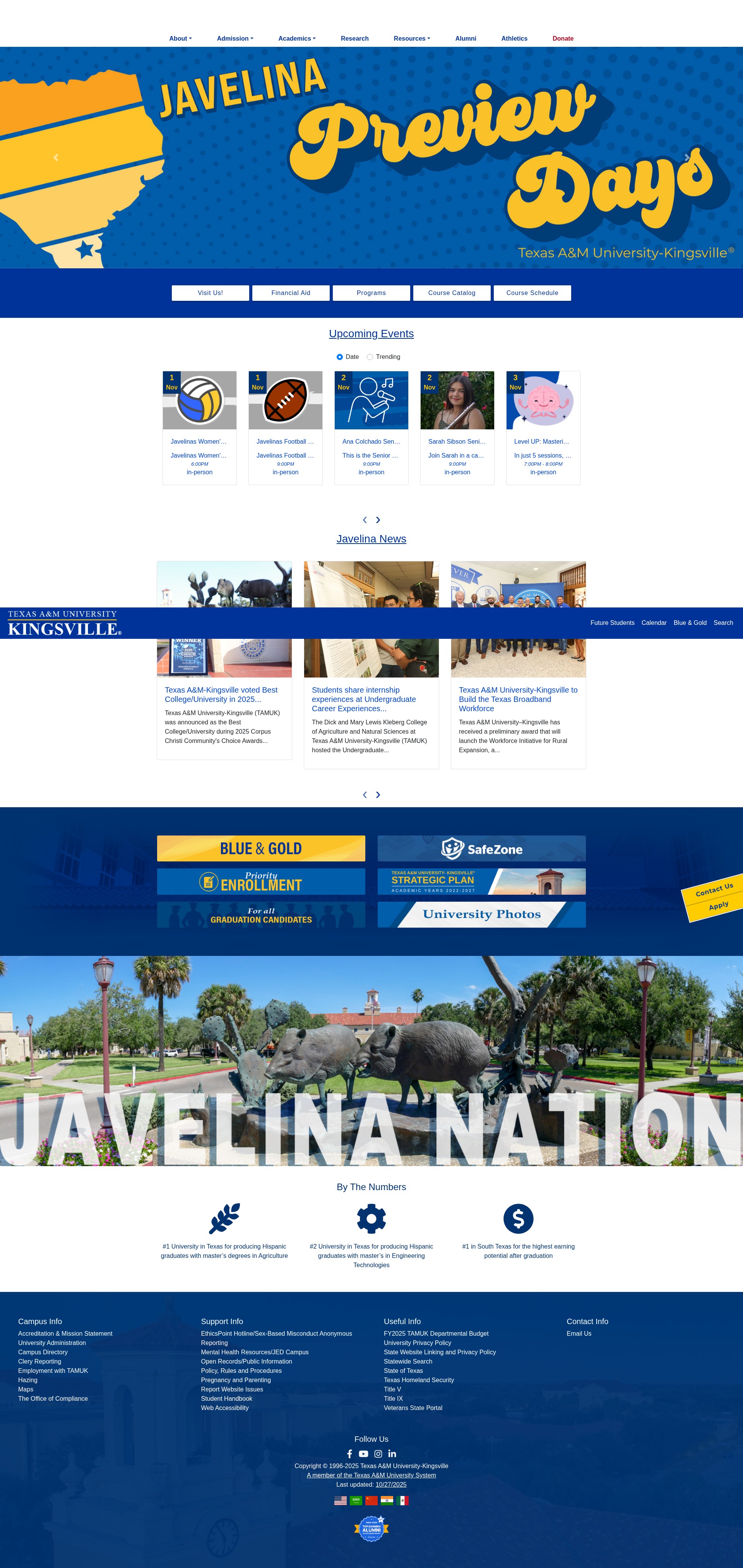 Screenshot of www.tamuk.edu