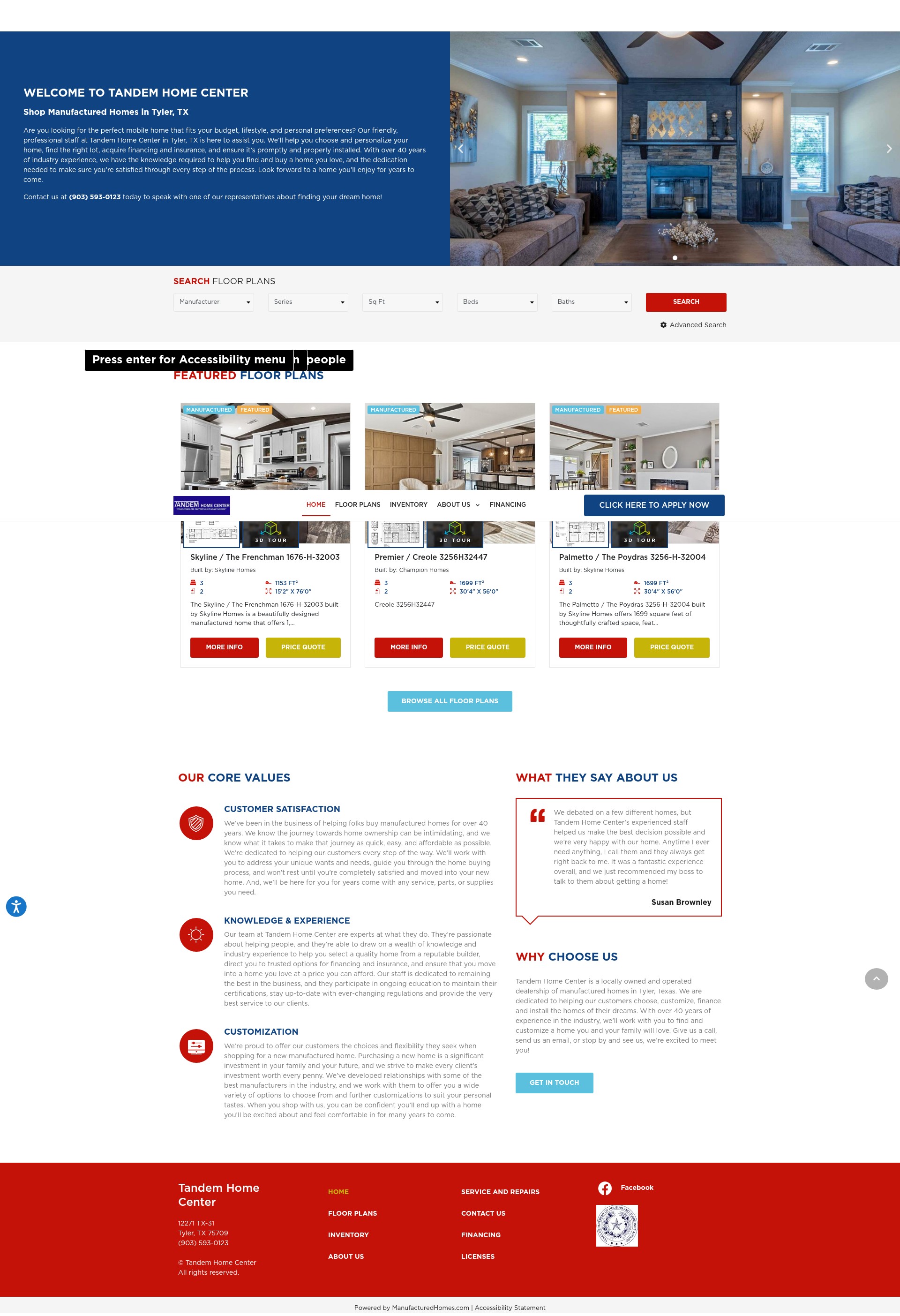 Screenshot of www.tandemhomecenter.com