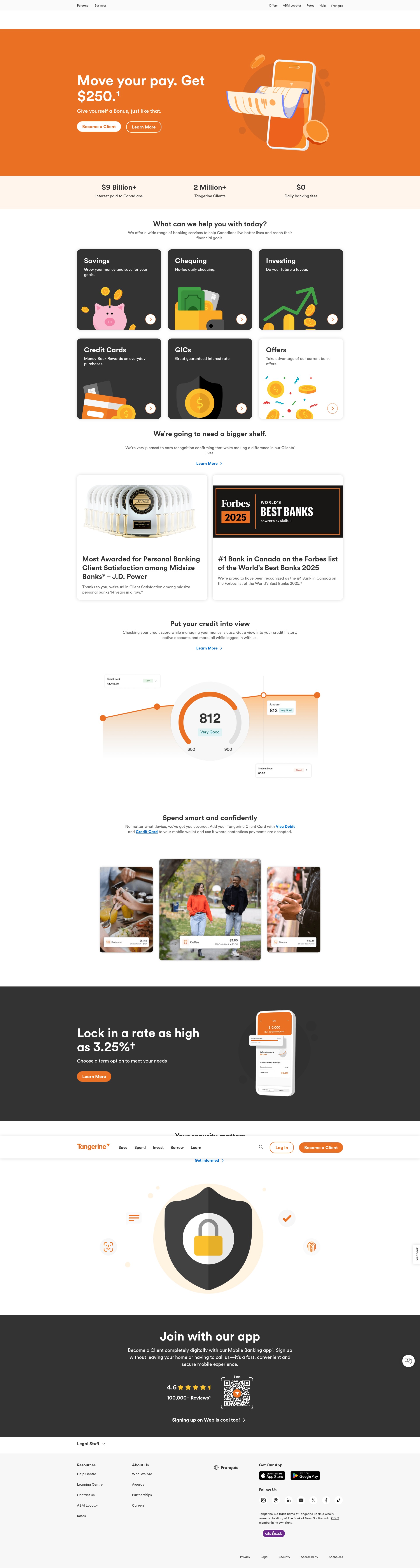 Screenshot of www.tangerine.ca