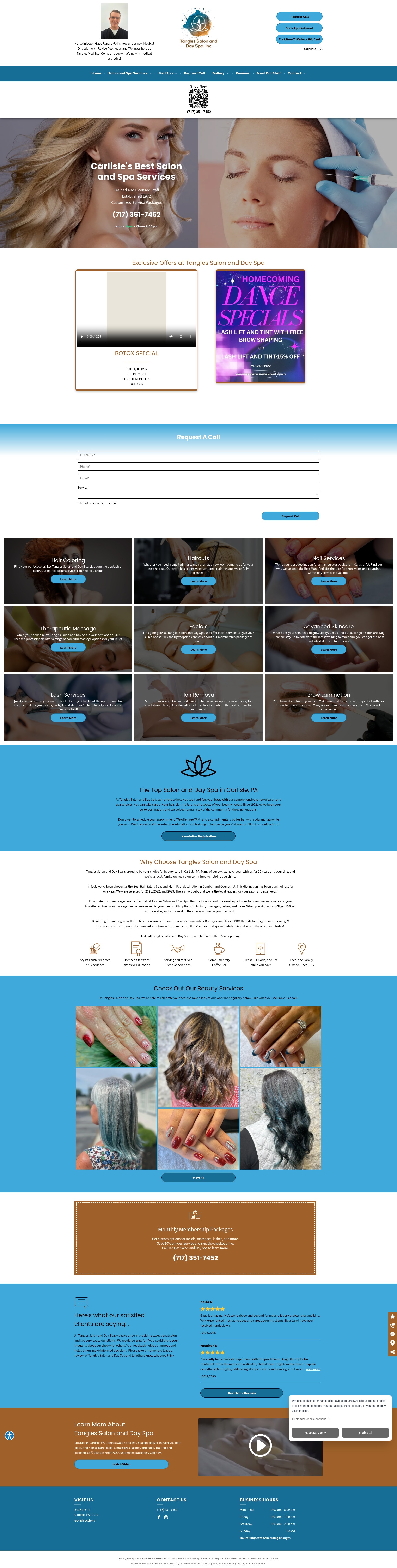 Screenshot of www.tangleshairandnailsaloncarlisle.com