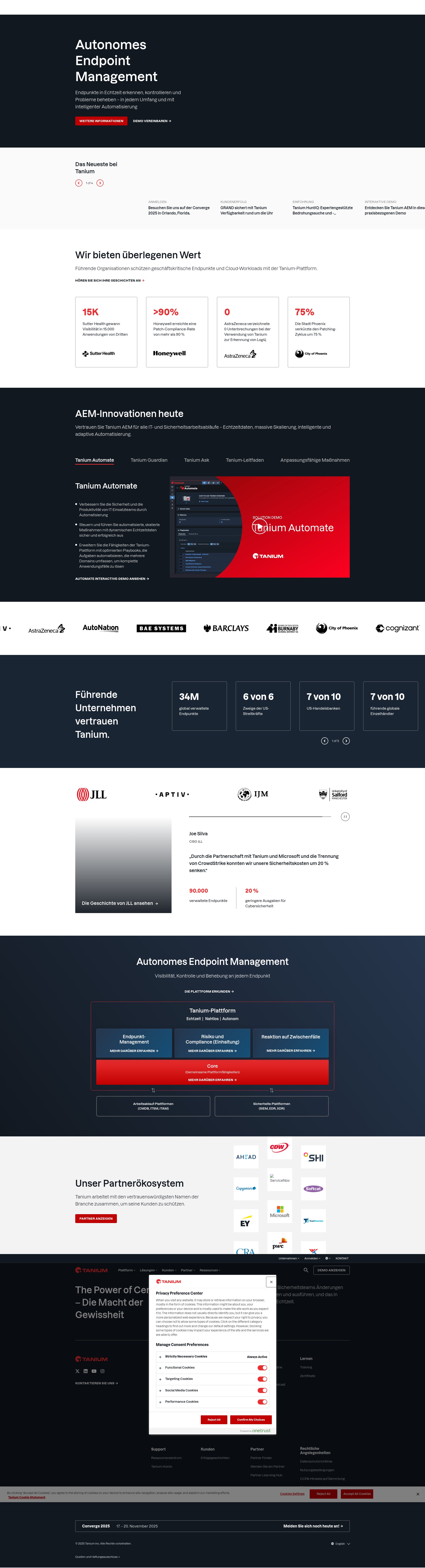 Screenshot of www.tanium.de