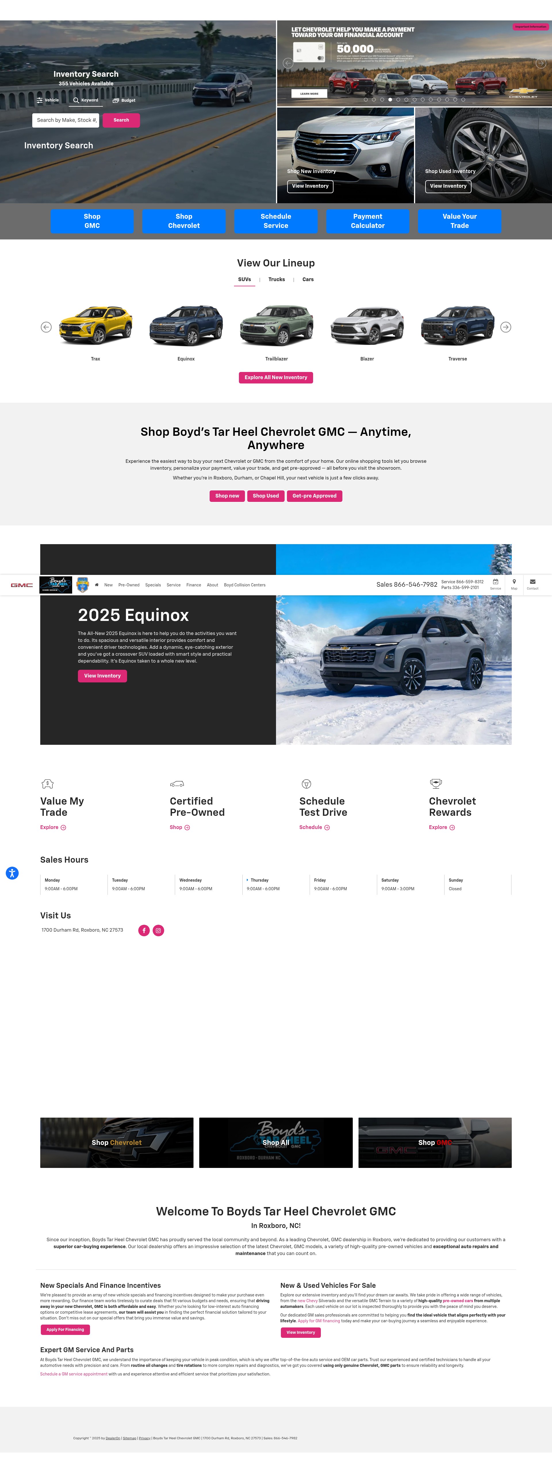 Screenshot of www.tarheelchevy.com