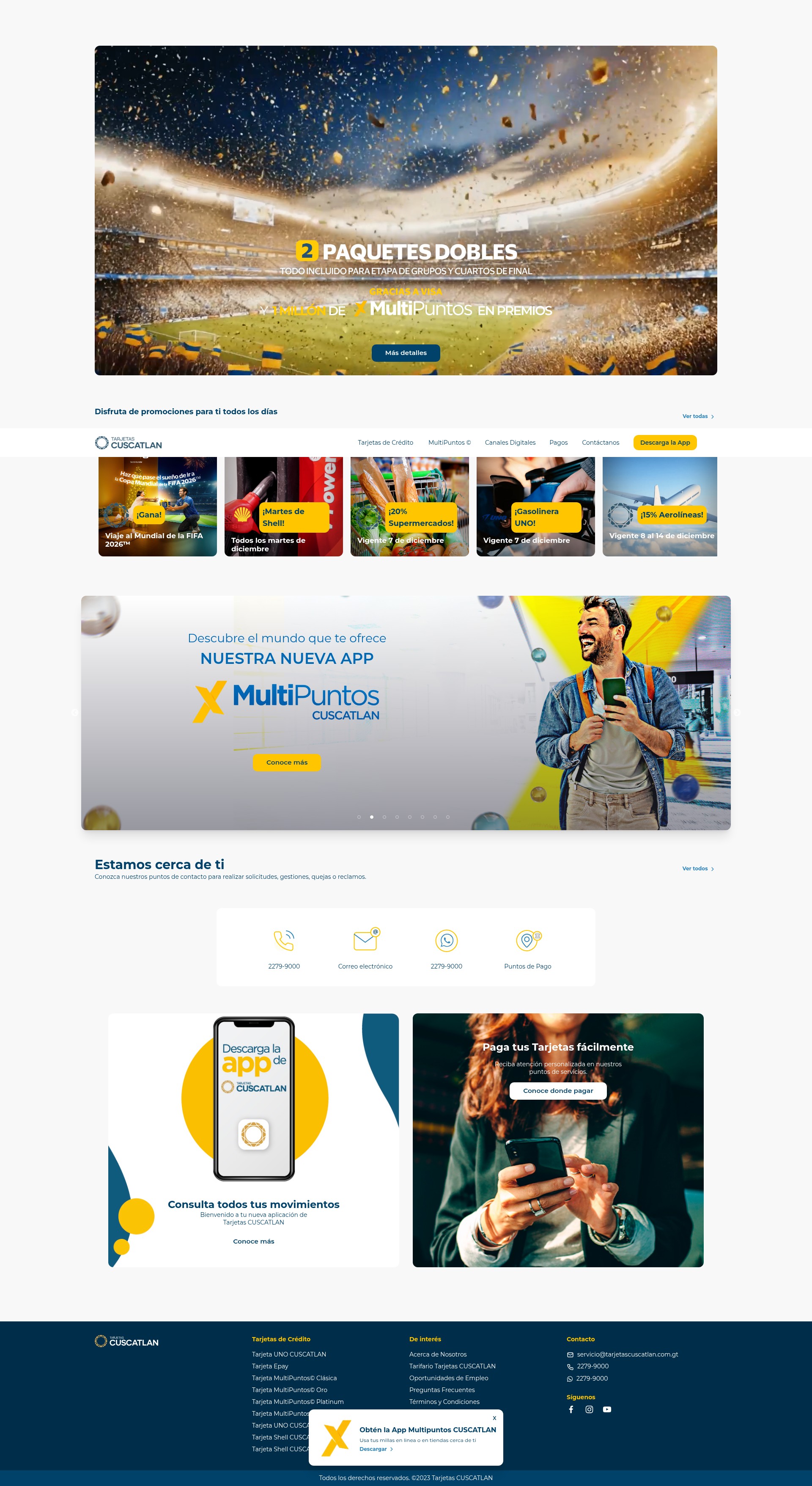 Screenshot of www.tarjetascuscatlan.com.gt
